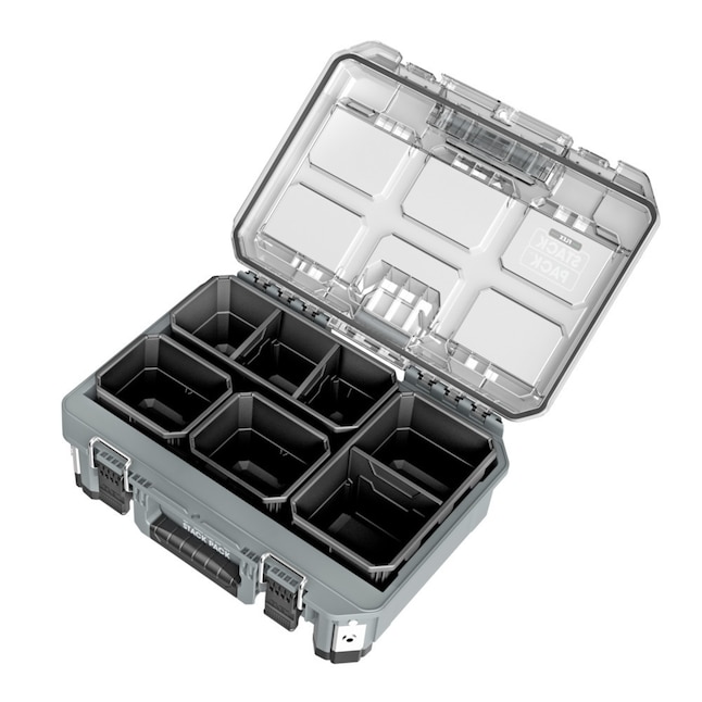 FLEX STACK PACK Medium Organizer Box 11-in Gray Metal Lockable Tool Box in  the Portable Tool Boxes department at