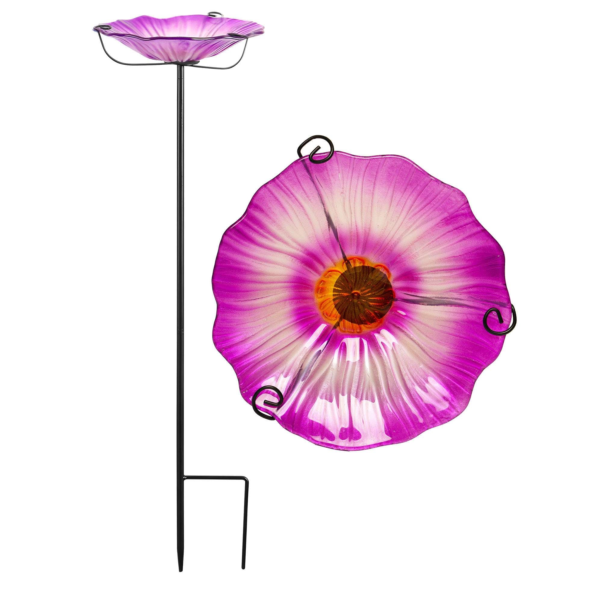29-in H Purple Glass Complete Birdbath