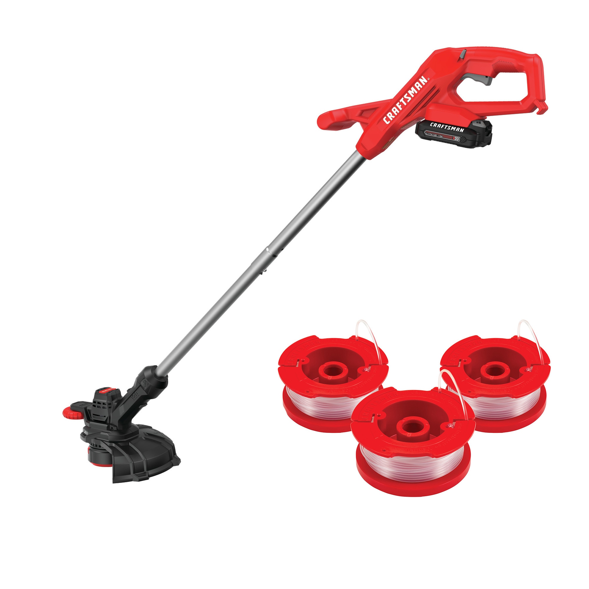 CRAFTSMAN CMCST900D1 V20* Cordless WEEDWACKER® String Trimmer/Edger -  Automatic Line Advance Feed with CMZST0653 3 pack .065 inch string trimmer