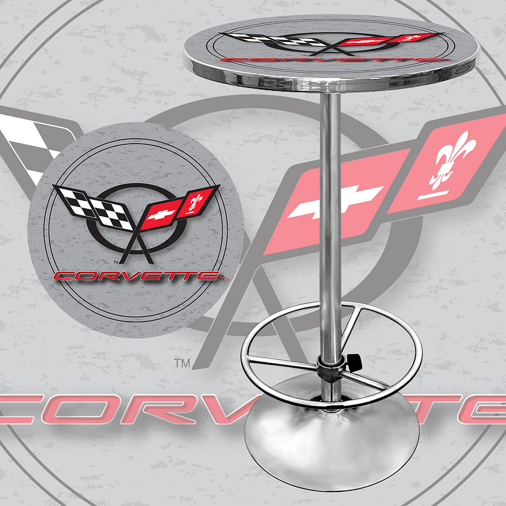 Trademark Gameroom GM2000S-C5-COR Pub Tables Chrome Round Traditional Bar Table, Composite with Metal Pedestal Base 27.375-in L x 42-in H