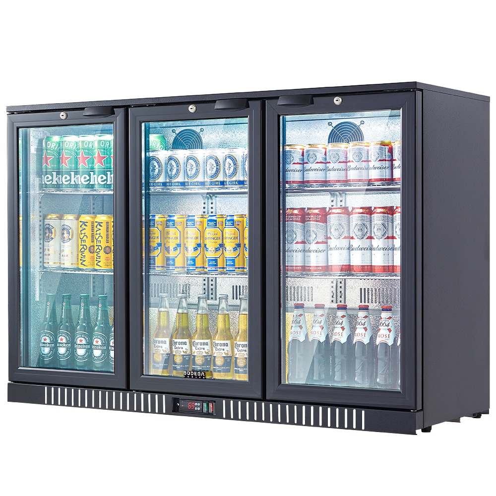 BODEGA 11.4 Cu.Ft Under Counter Beverage Refrigerator Holds 328 Cans with 3 Glass Doors and 6 Adjustable Shelves Back Bar Refrigerator for Beer Wine Soda Drinks Black Sansujyuku sansujyuku.com