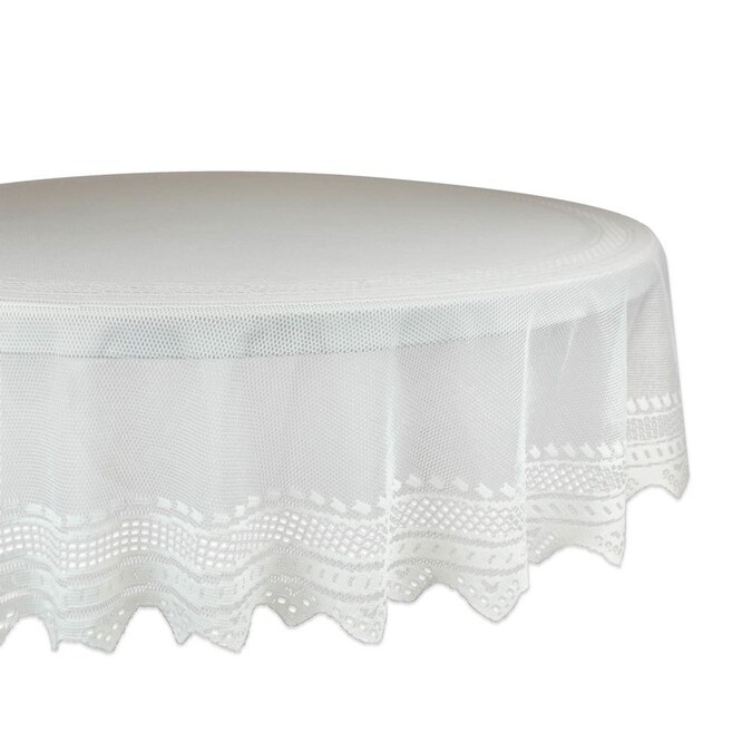 White Nordic Lace Tablecloth 70 Round, Round Lace Table Topper