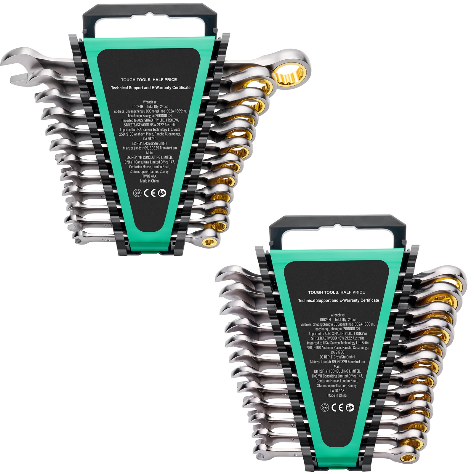 VEVOR Combination Wrench Set  24-Piece Ratcheting Wrench Set with Organizer Rack  Cr-V Steel Wrench Set SAE 1/4in to 7/8in  Metric 8 mm to 19 mm  Ideal for General Household  Auto Repairs  Emergency