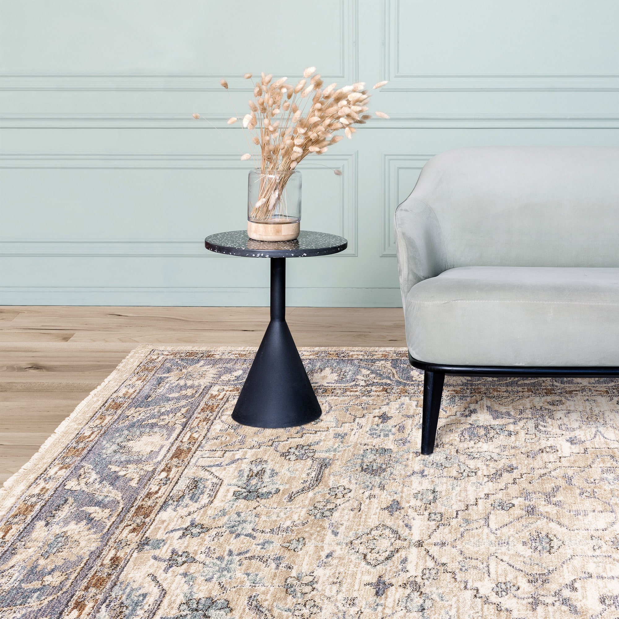 GERTMENIAN 23079 6 x 9 (ft) Polyester Ascot Ivory Rectangular Indoor Border Rug set