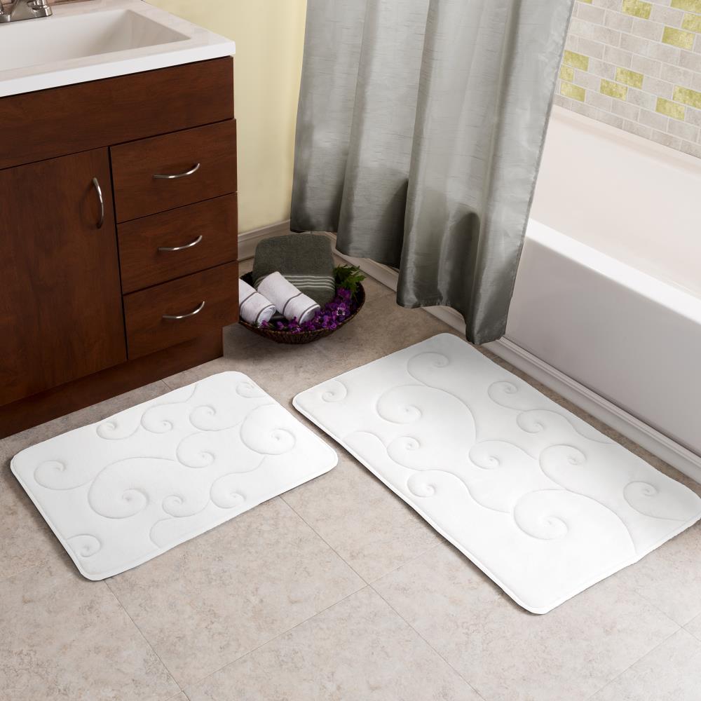 Hastings Home Bathroom Mats 20.25-in x 32-in Platinum Gray and Tan
