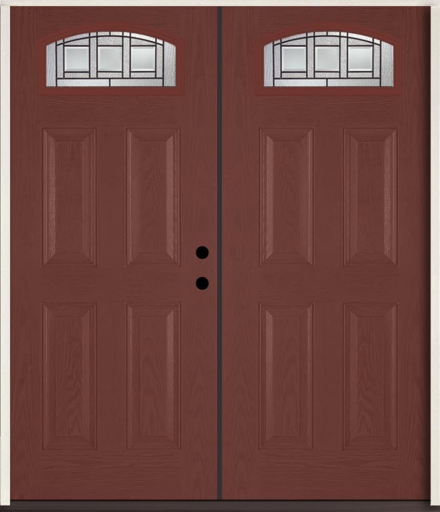 RELIABILT LO841651 Craftsman 72-in x 80-in x Fiberglass 1/4 lite Left-hand inswing Wineberry Stained Prehung Double Front Door Insulating core