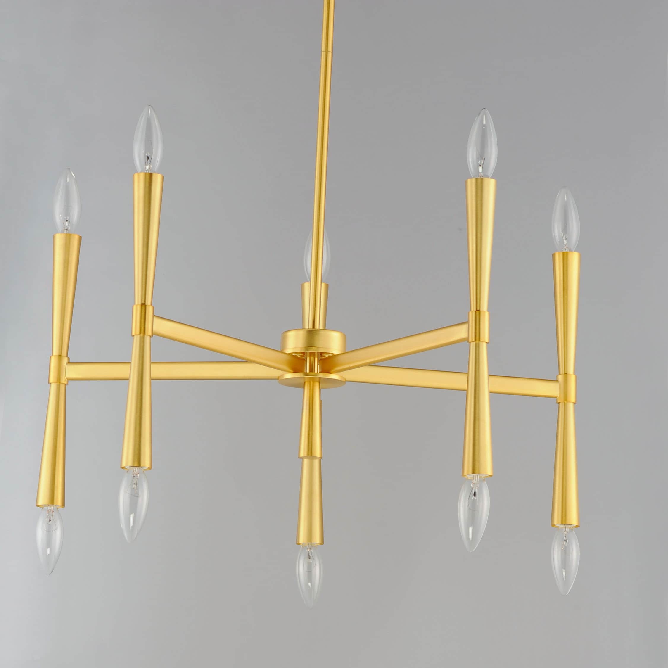 Satin Brass 10-Light Taper Candle Chandelier