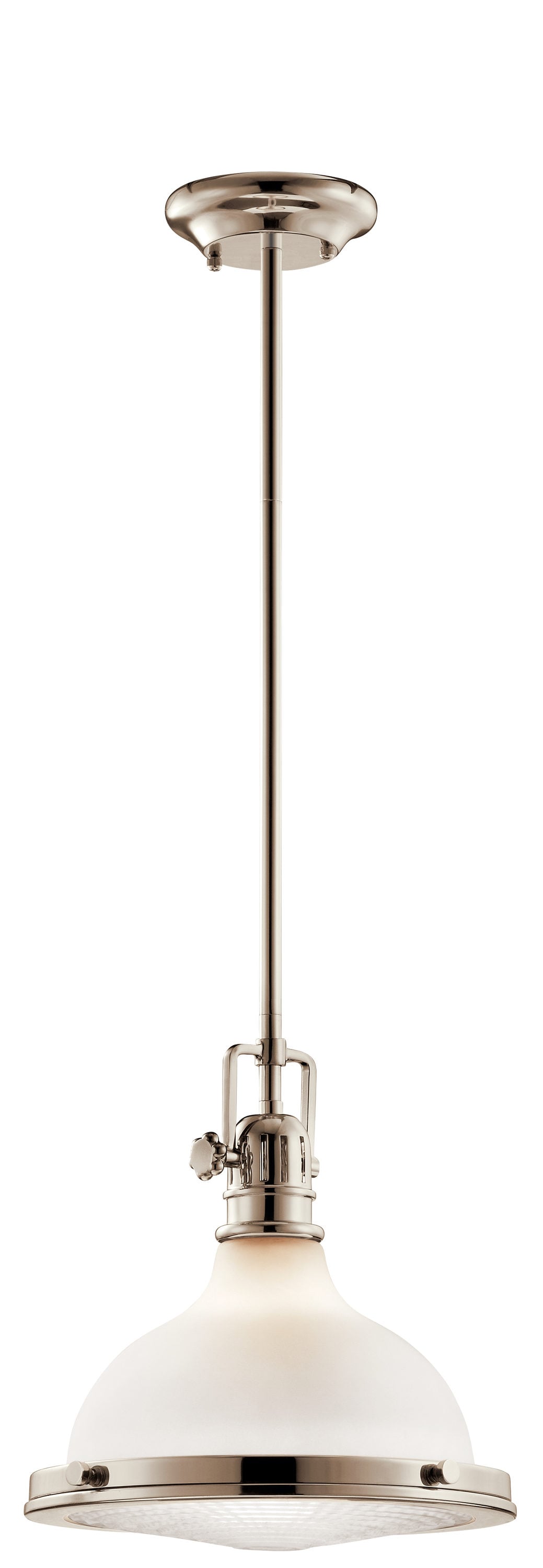 Kichler 43765PN Hatteras Bay 1 -Light Polished Nickel Transitional Ribbed glass Lantern Medium Hanging Pendant light
