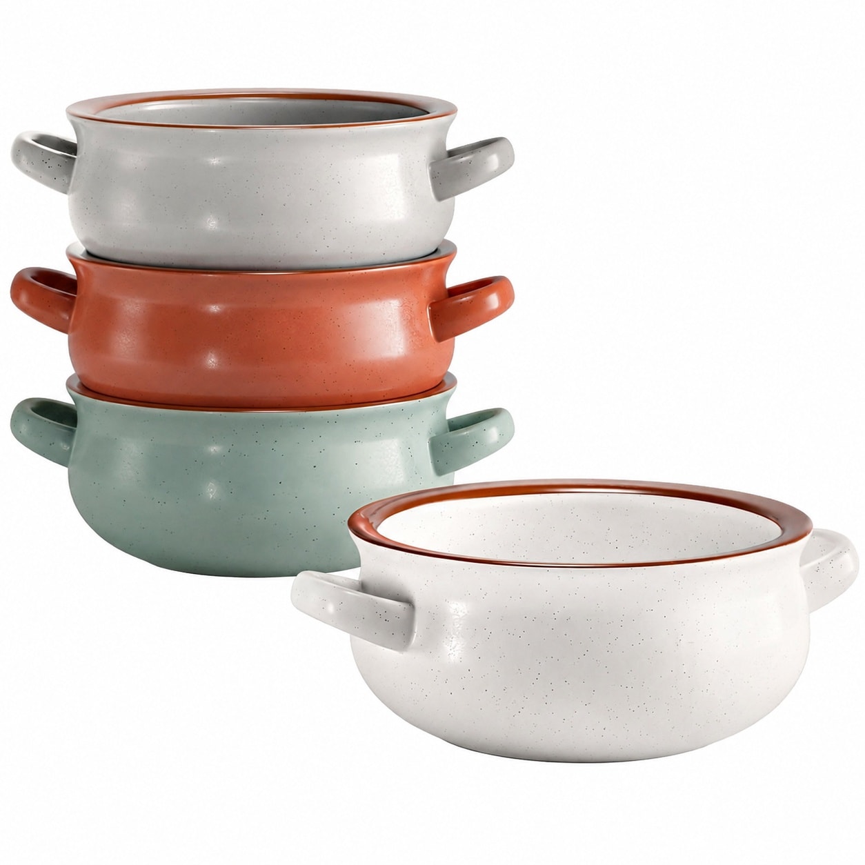 Aoibox  Set of 4 Ceramic Soup Bowls with Handles 20 oz Capacity Oven Microwave and Dishwasher Safe French Onion