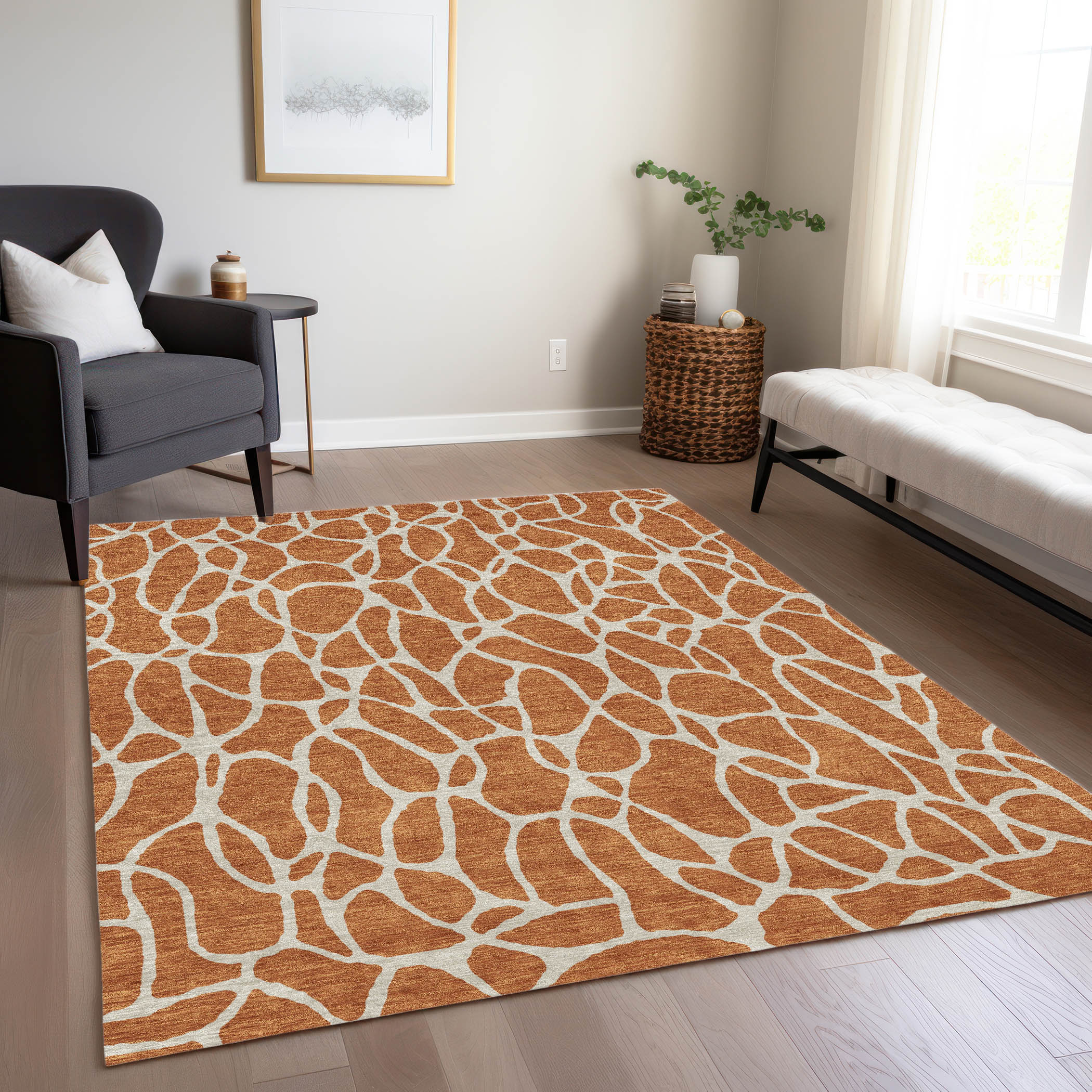 Addison Rugs ACN1024PK10X14 Chantille ACN1024PK 10 x 14 (ft) Polyester Paprika Rectangular Indoor/Outdoor Geometric Machine washable Area rug