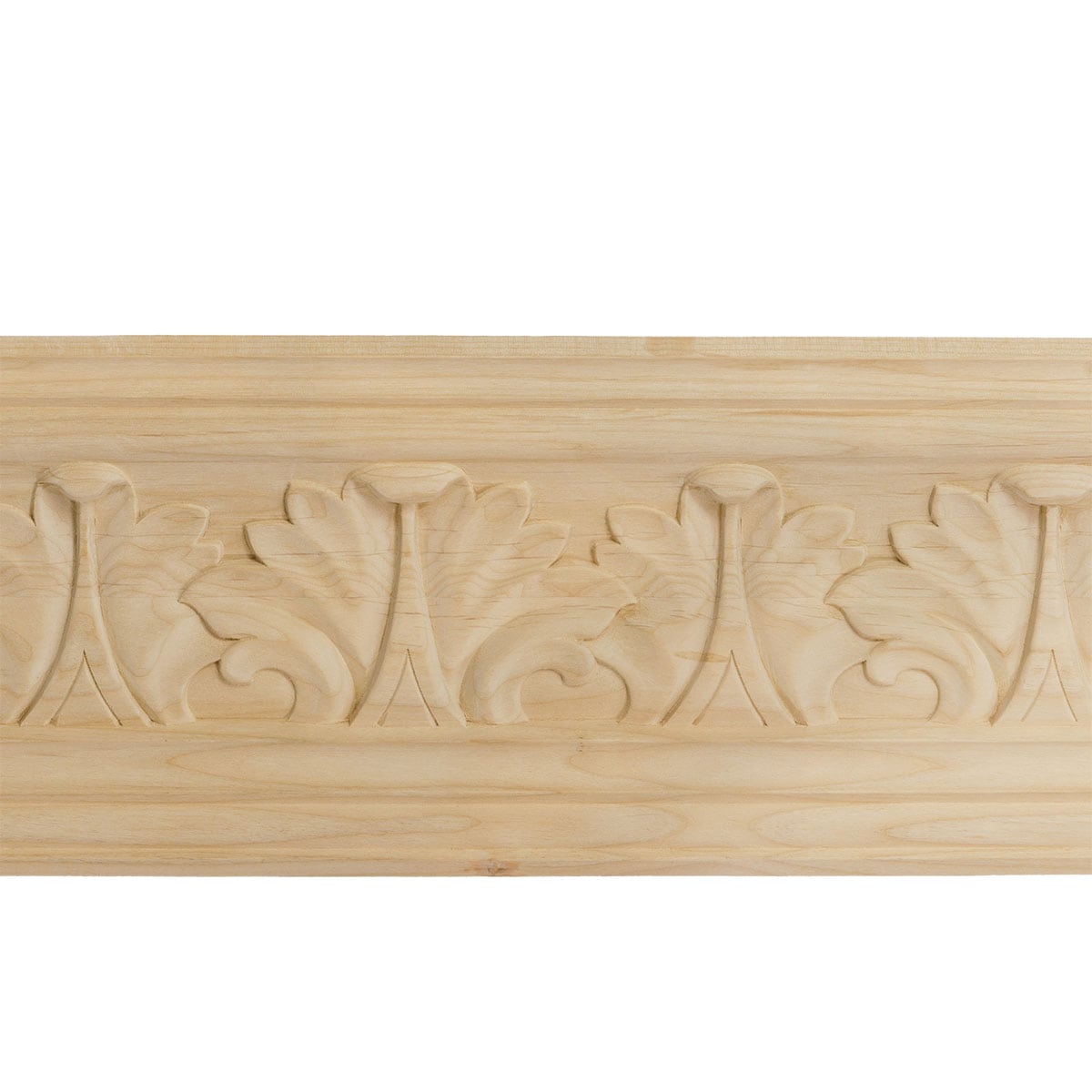 Ekena Millwork 687119 Acanthus Leaf Carved Wood 6-3/4-in x 7-ft 10-1/2-in Maple Unfinished Wood Crown Moulding 2 -Pack