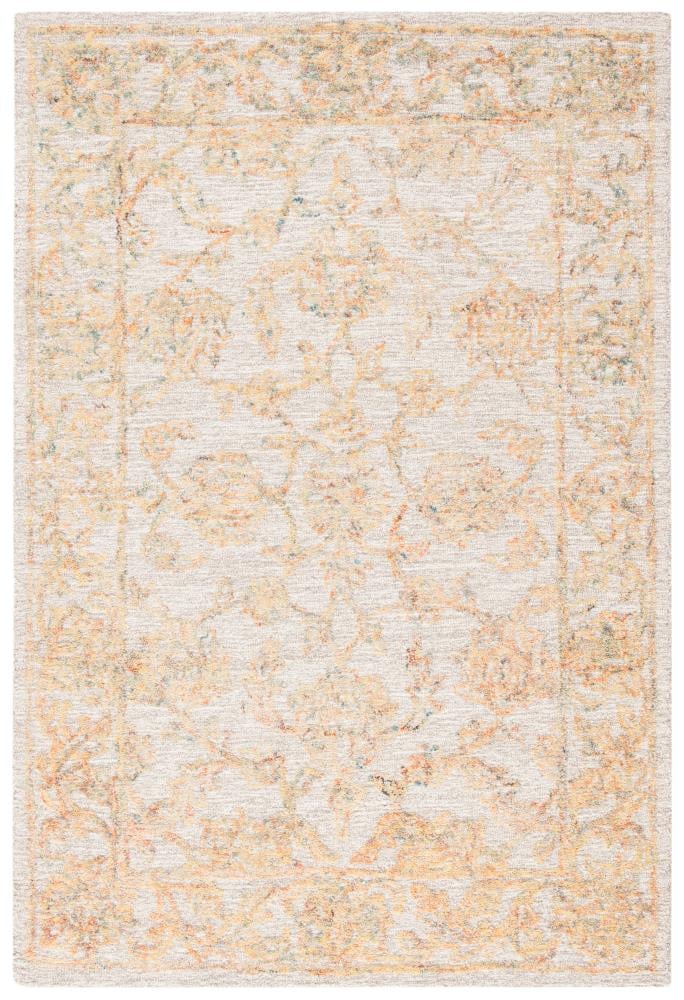 Beige and Gold 4' x 6' Handmade Wool Abstract Area Rug