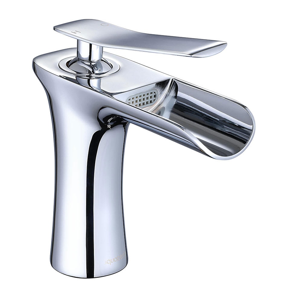 Yescom 81FH1012-2-1-CHR-LO Bathroom Faucet Single Hole 1 Handle Waterfall Cold and Hot Water Tap Adjustable Temperature Chrome