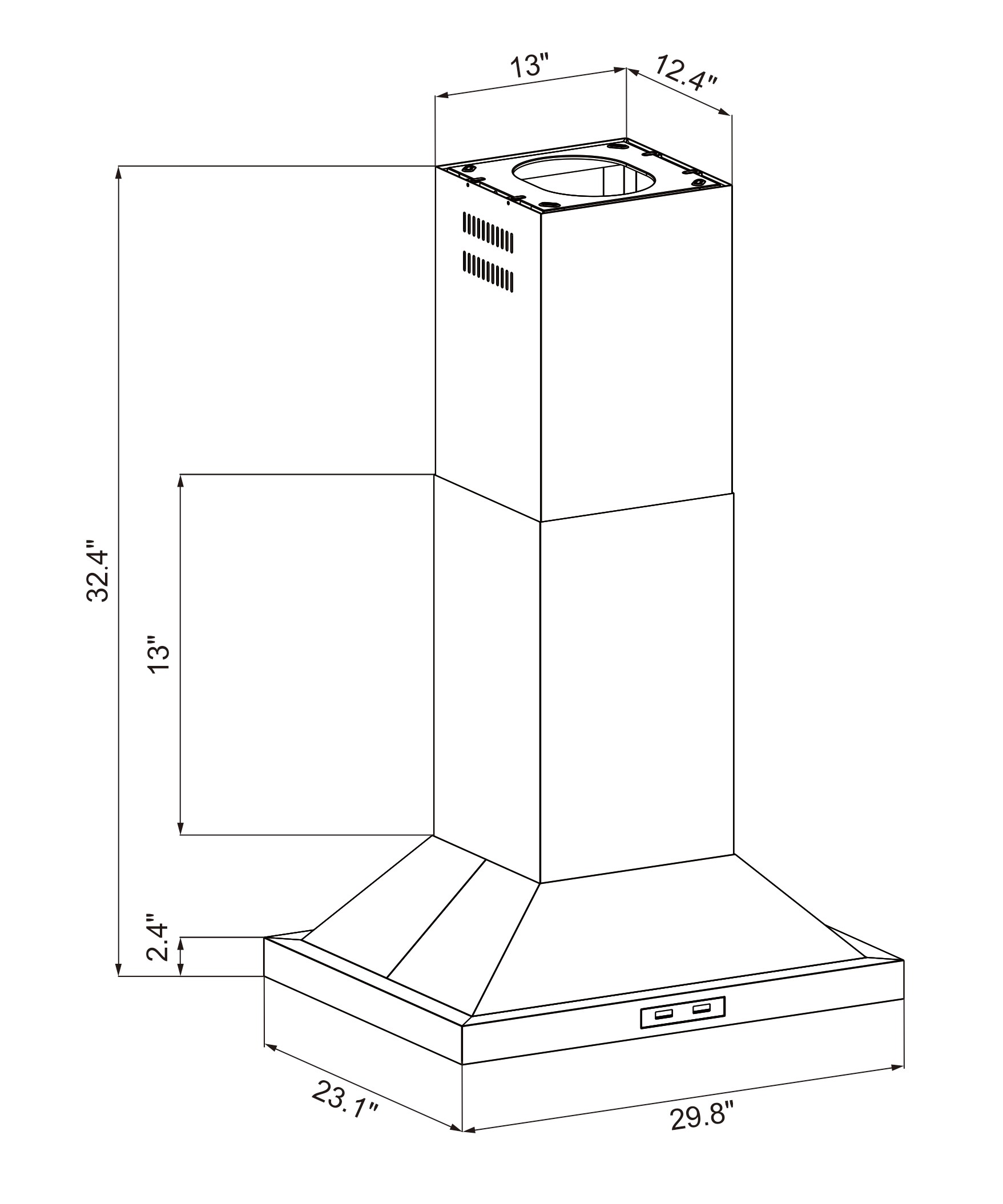 Winflo Winflo Island Range Hood 30-in Convertible Stainless Steel ...