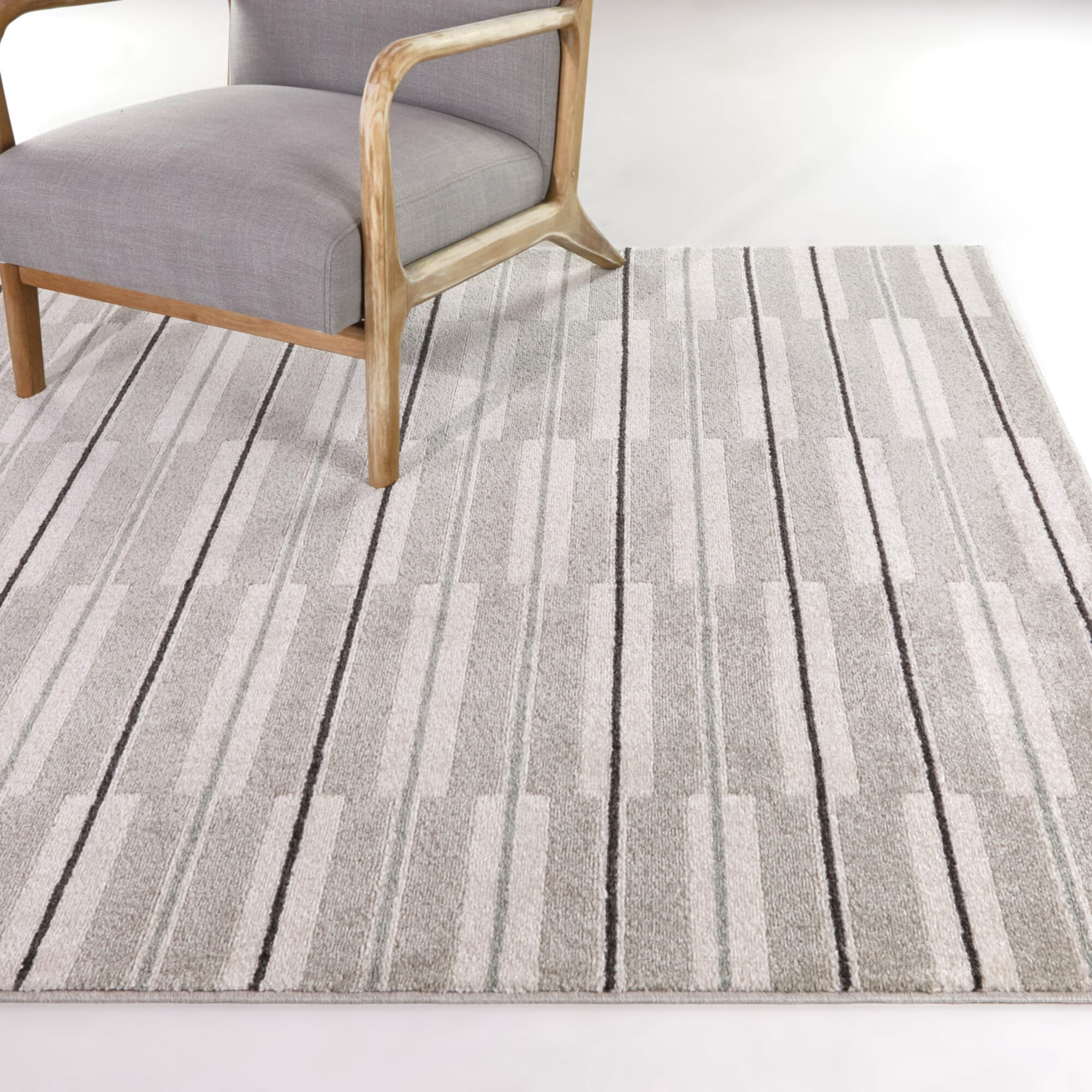 Balta 3111157 5 x 6 (ft) Polypropylene Taupe Rectangular Indoor Stripe Mid-Century Modern Area rug