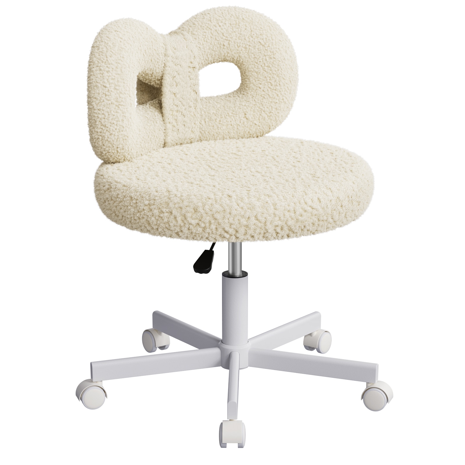 LOVMOR SJ-CHAIR-W-WL Swivel Vanity Chair with Wheels Height Adjustable Makeup Chair with Upholstered and Cute Bow Backrestst for Bedroom and Living Room