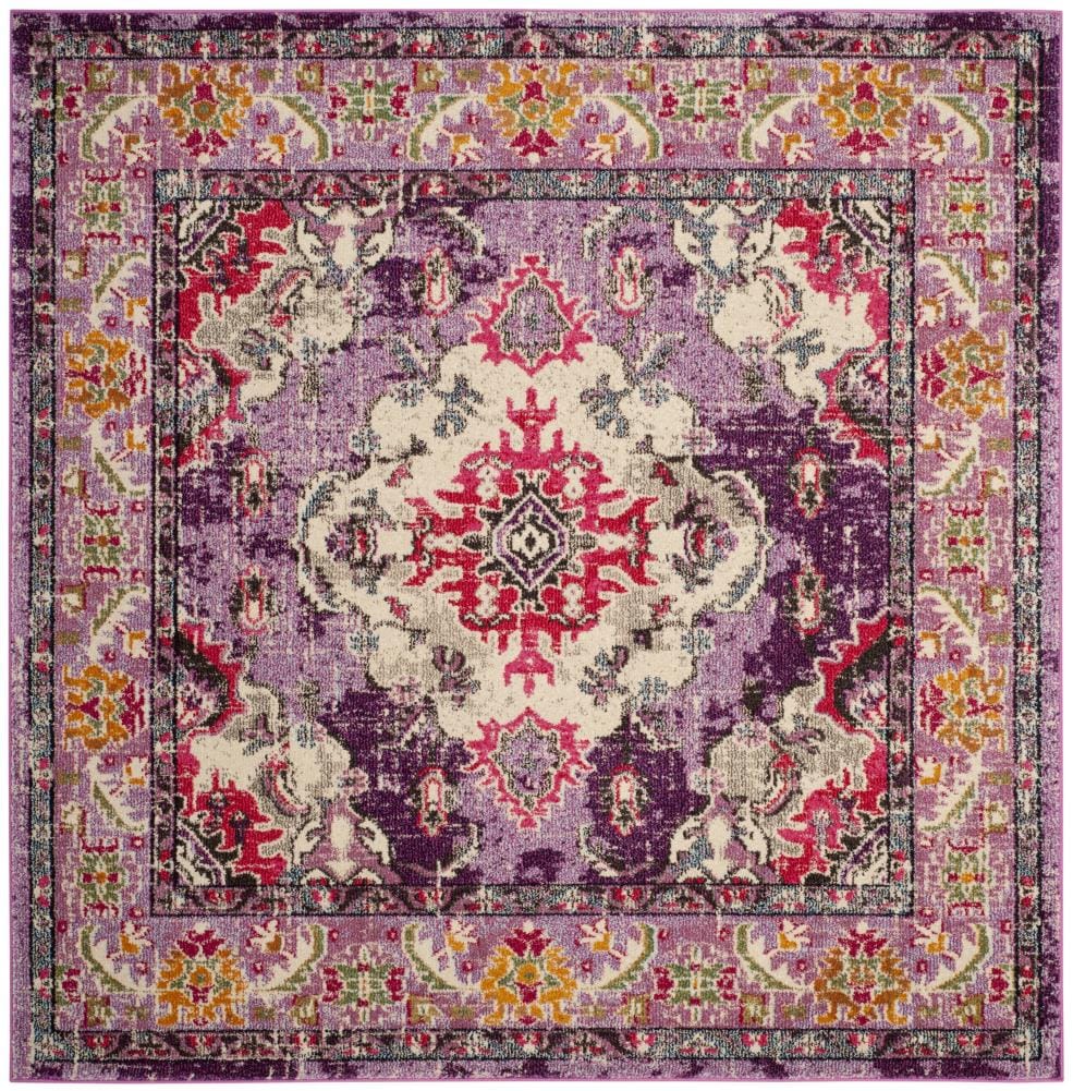 Safavieh MNC243P-7SQ Monaco Mahal 7 x 7 (ft) Loomed Polypropylene Violet/Fuchsia Square Indoor Distressed/Overdyed Oriental Area rug