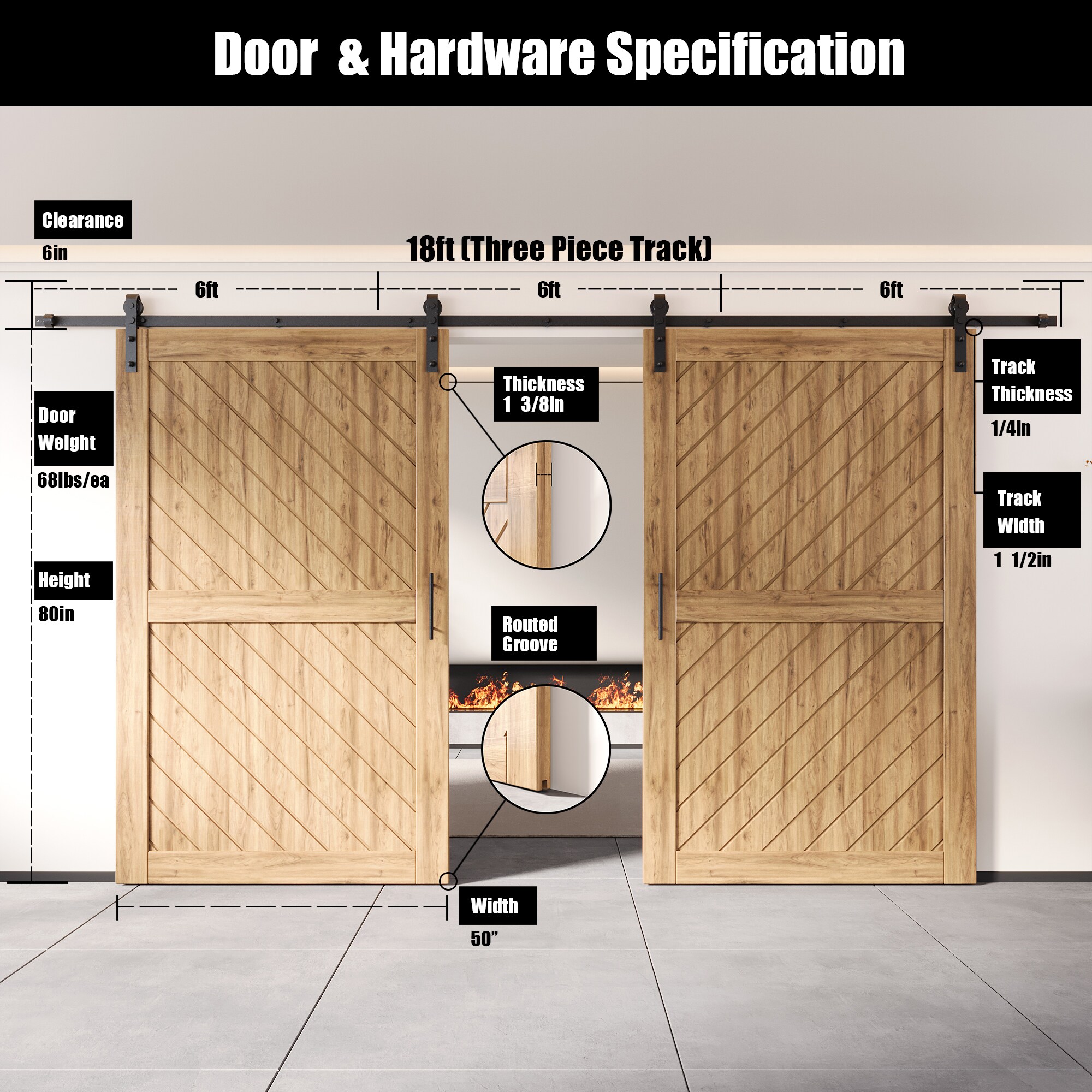 HOMACER YT2TGH216C-XT2-5080 Barn-Doors - View #2