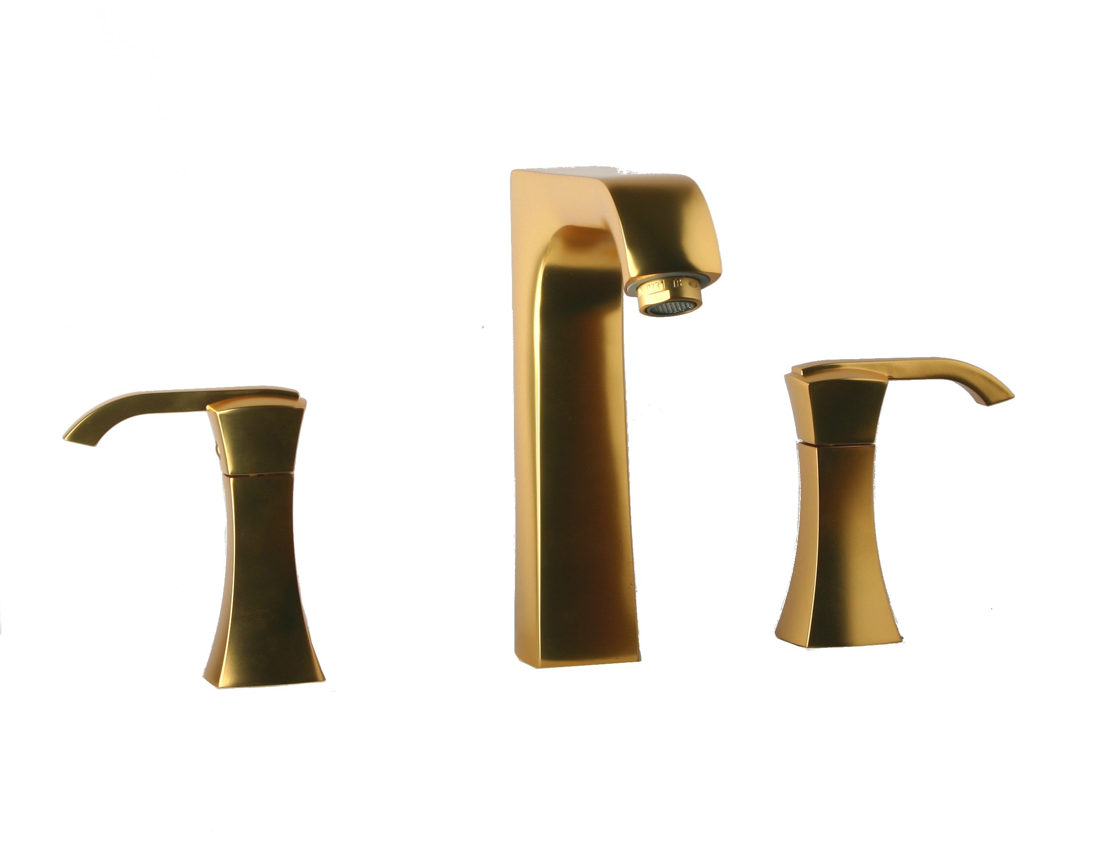 LaToscana 89OK214 Lady Matte Gold Widespread 2-handle High-arc Residential Handle Bathroom Sink Faucet with Drain with Deck Plate