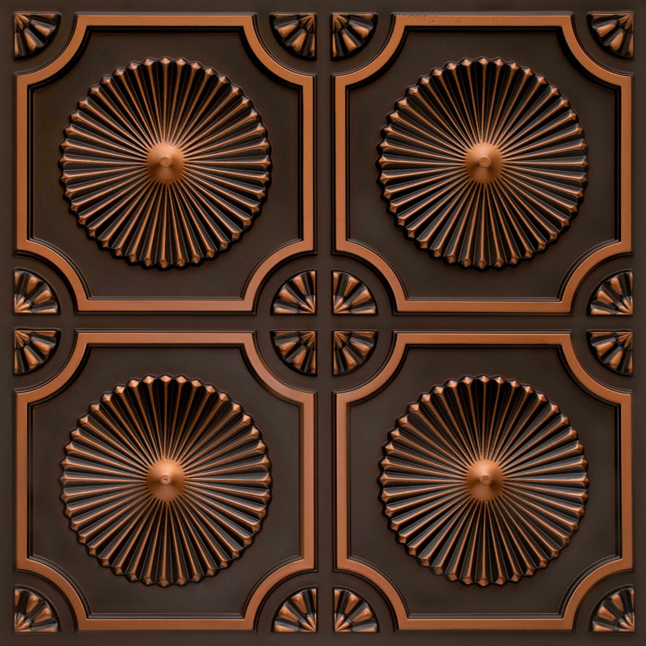 From Plain to Beautiful in Hours 106AC-24X24-10 2-ft x 2-ft Whirligigs Faux Tin/ PVC Antique Copper PVC Surface-mount Ceiling Tile (10-Pack, 40-sq ft / Case)