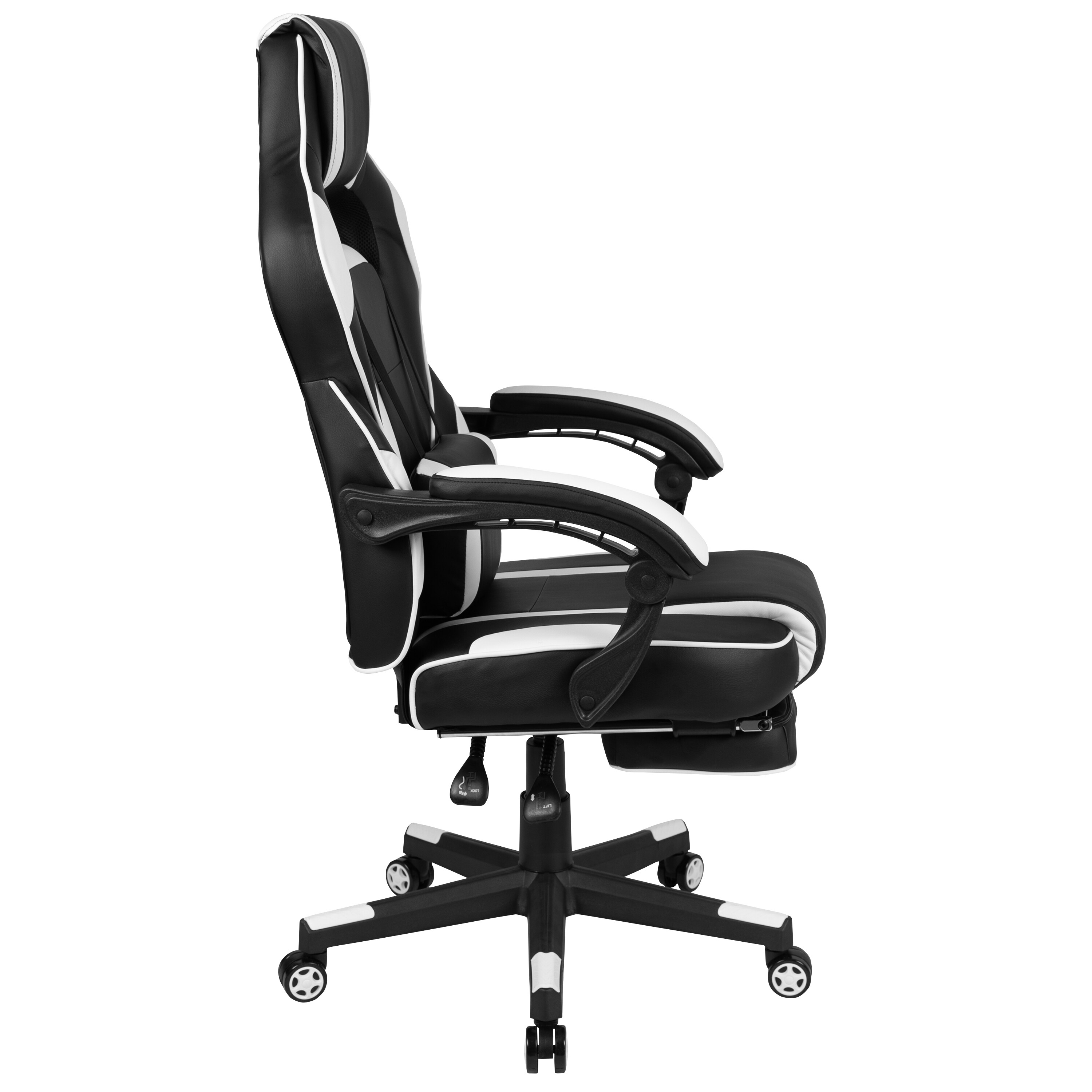 White Ergonomic Reclining Gaming Chair with Massaging Lumbar Support