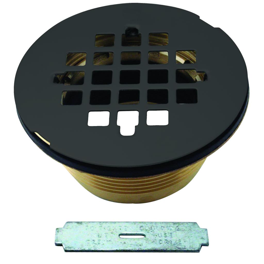 WESTBRASS D206B-62 2-in Brass Shower Drain with Matte Black Finish, Includes Brass or Stainless Steel Grate, Fits 2-in ABS or PVC Pipe