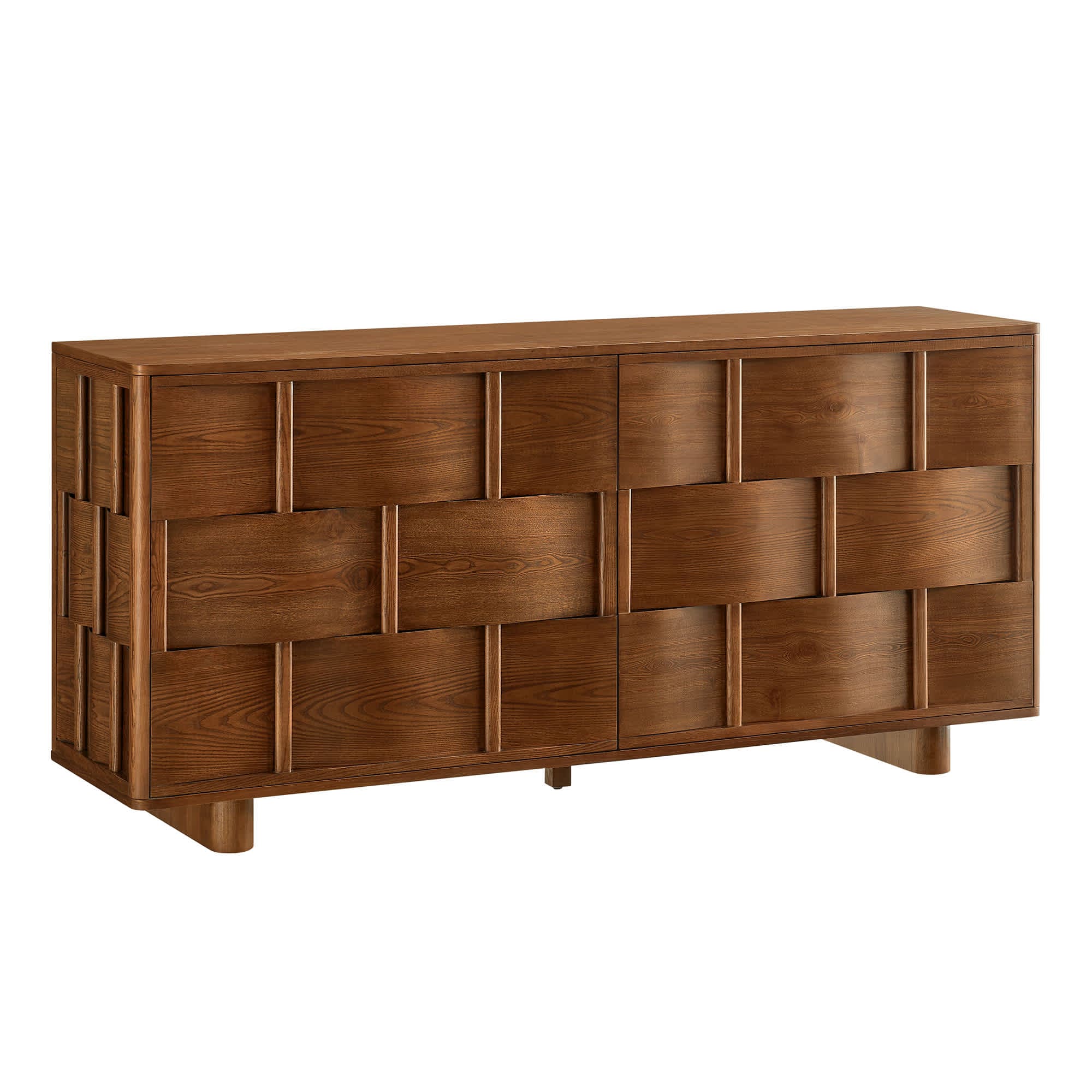  Foundry 71-in Woven Design Buffet Storage Cabinet in Walnut