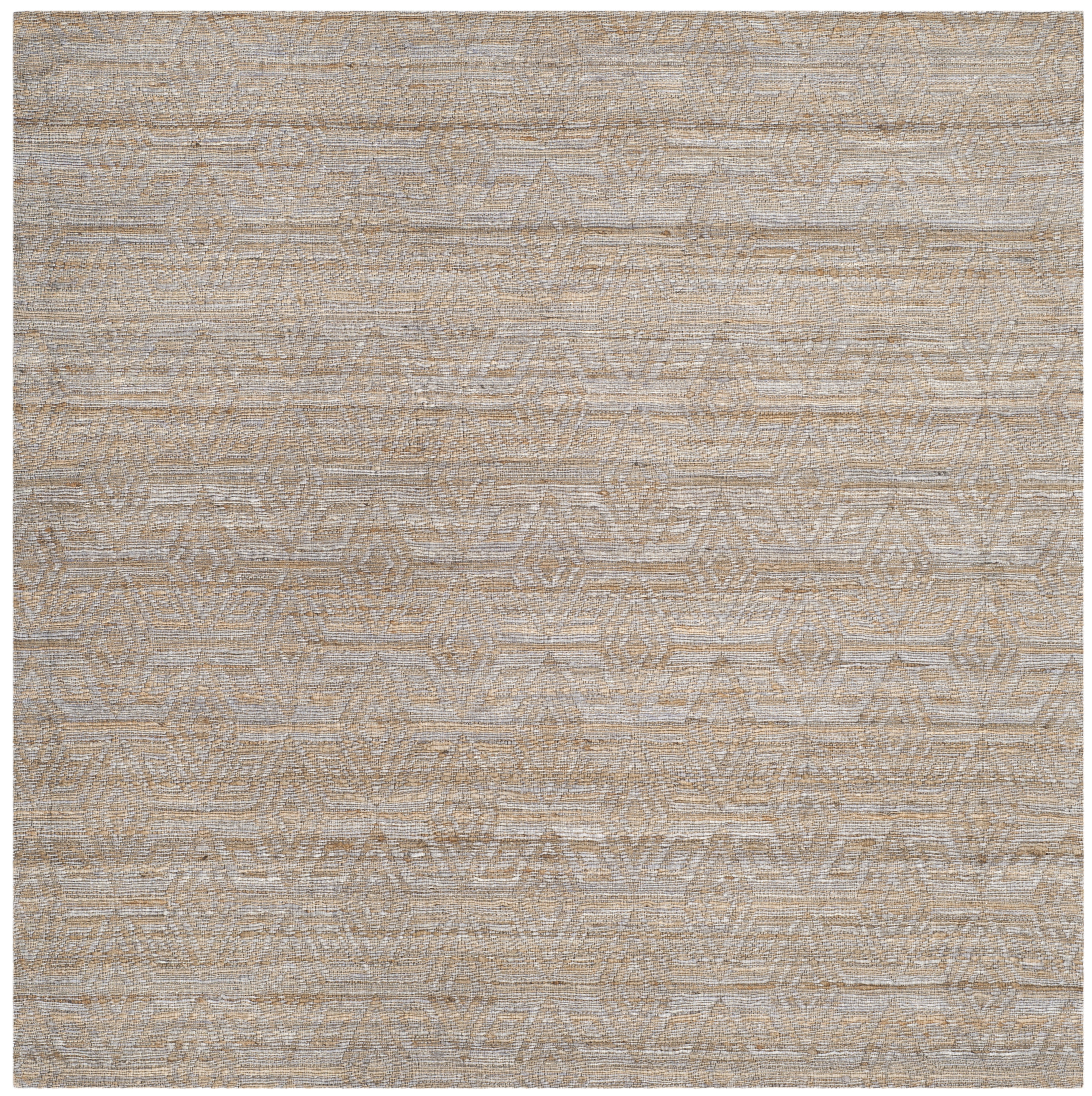 Boho-Chic Gray Cotton Square Hand-Knotted Area Rug