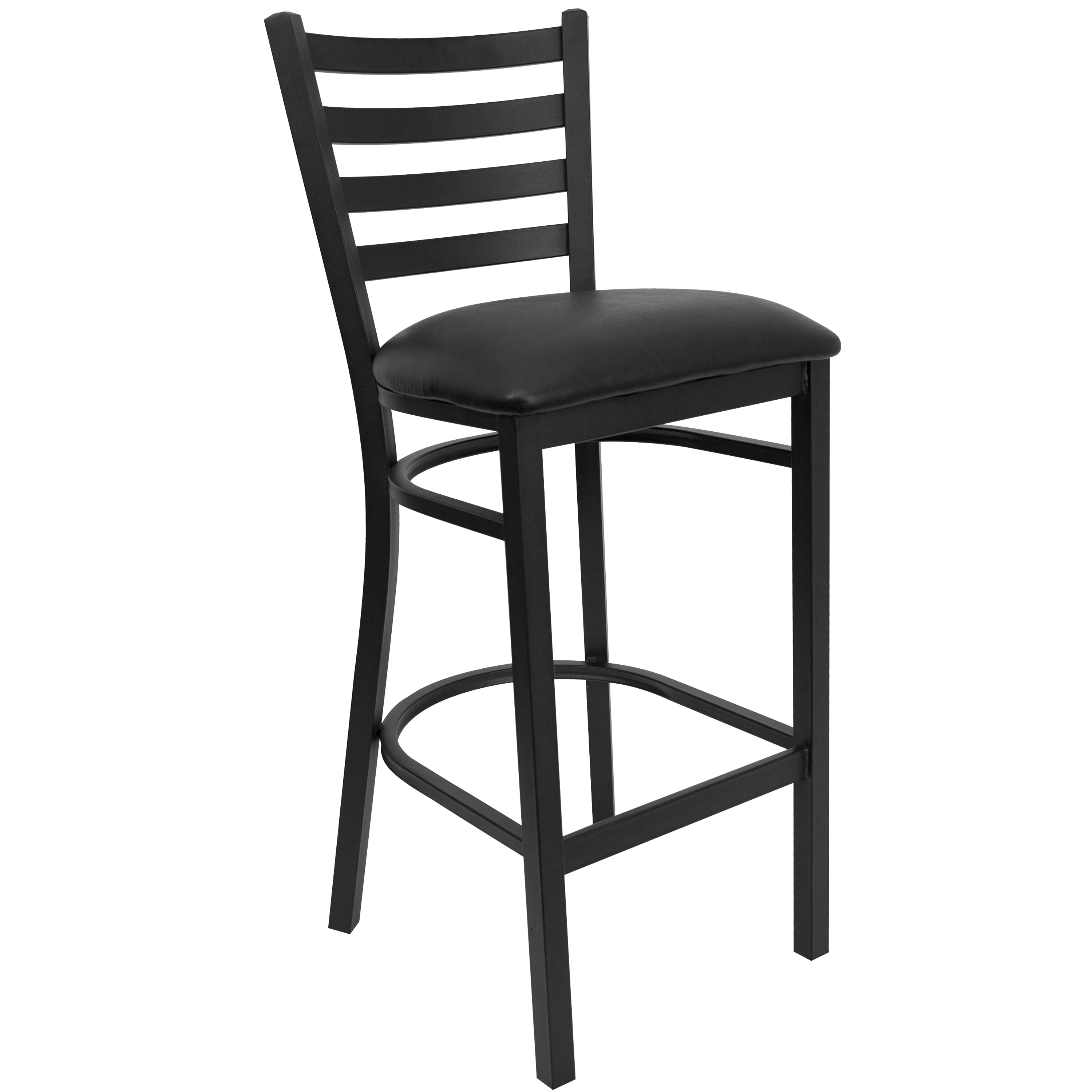 Flash Furniture 812581016833 Black Vinyl Seat/Black Metal Frame 30.0-Inches H Bar height Square seat Upholstered Metal Bar Stool and Back