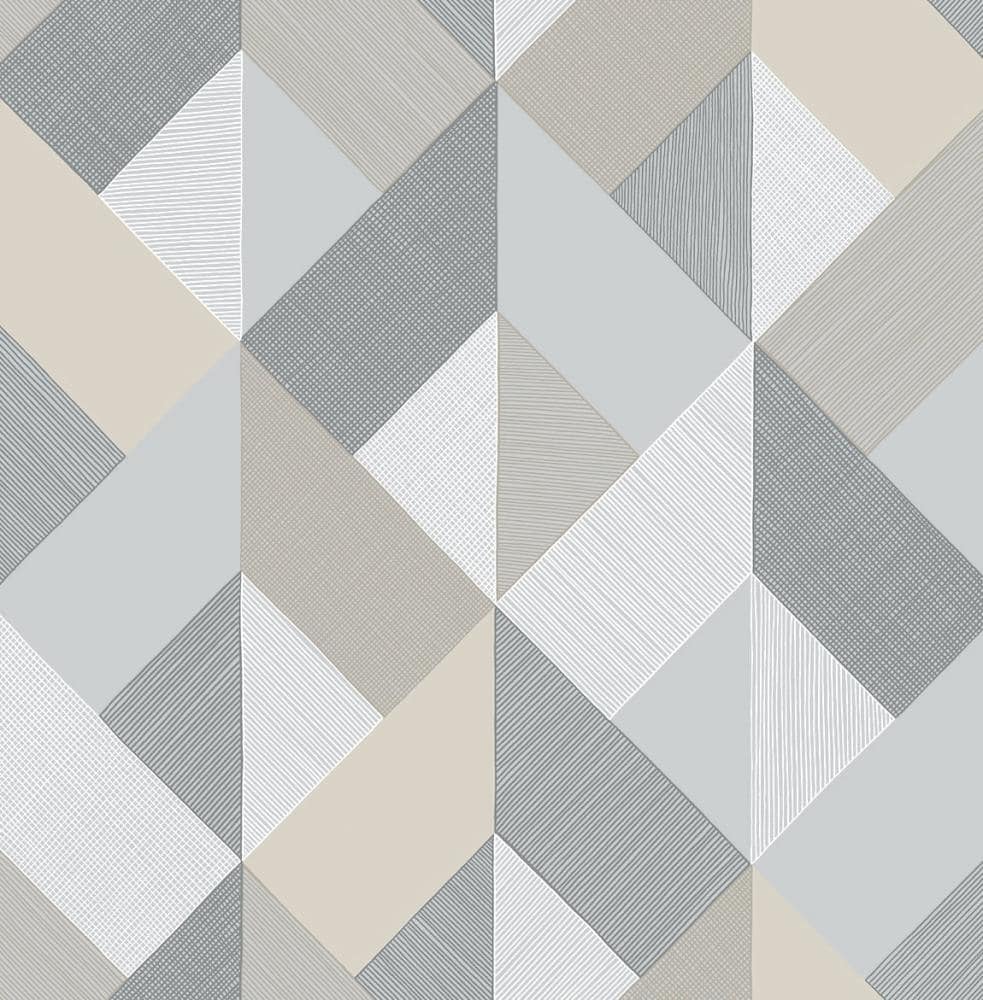 Stacy Garcia Home SG11108 Sojourn 30.75-Sq. Feet Warm Stone Vinyl Geometric Self-adhesive Peel and Stick Wallpaper