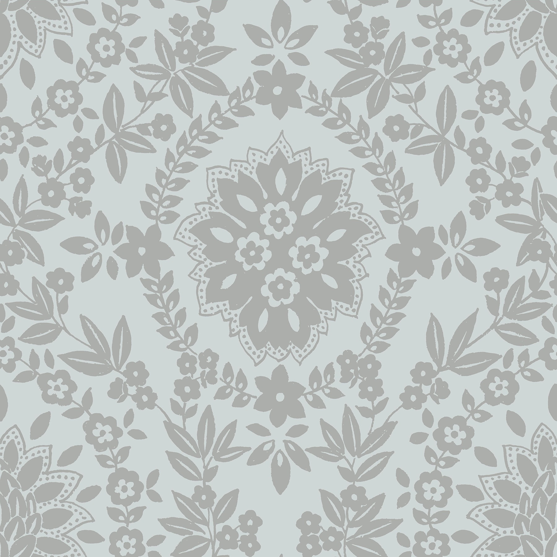 RoomMates RMK12573PL 30.8-Sq. Feet Blue Vinyl Damask Self-adhesive Peel and Stick Wallpaper