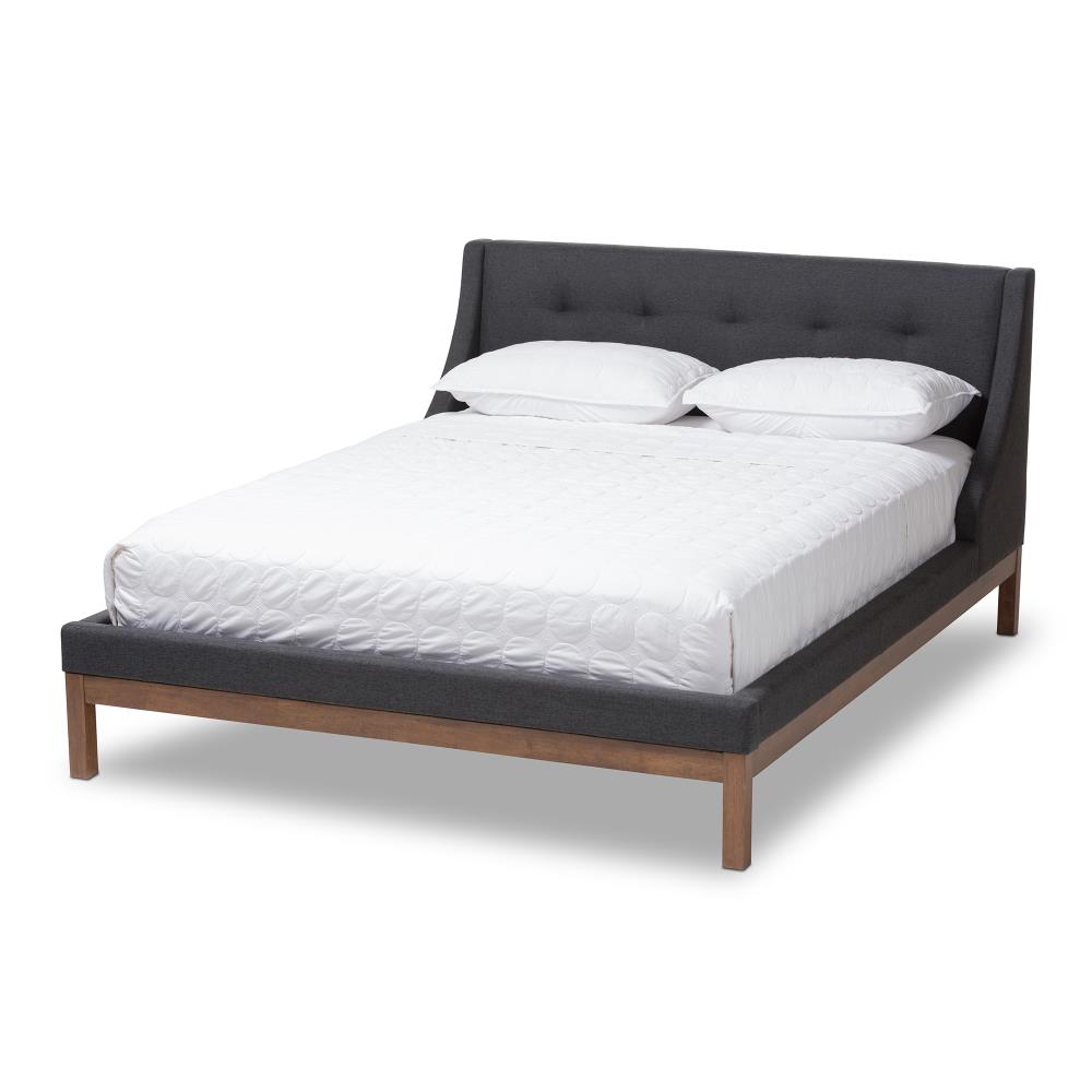 Baxton Studio Louvain Charcoal Full Wood Upholstered Bed in the