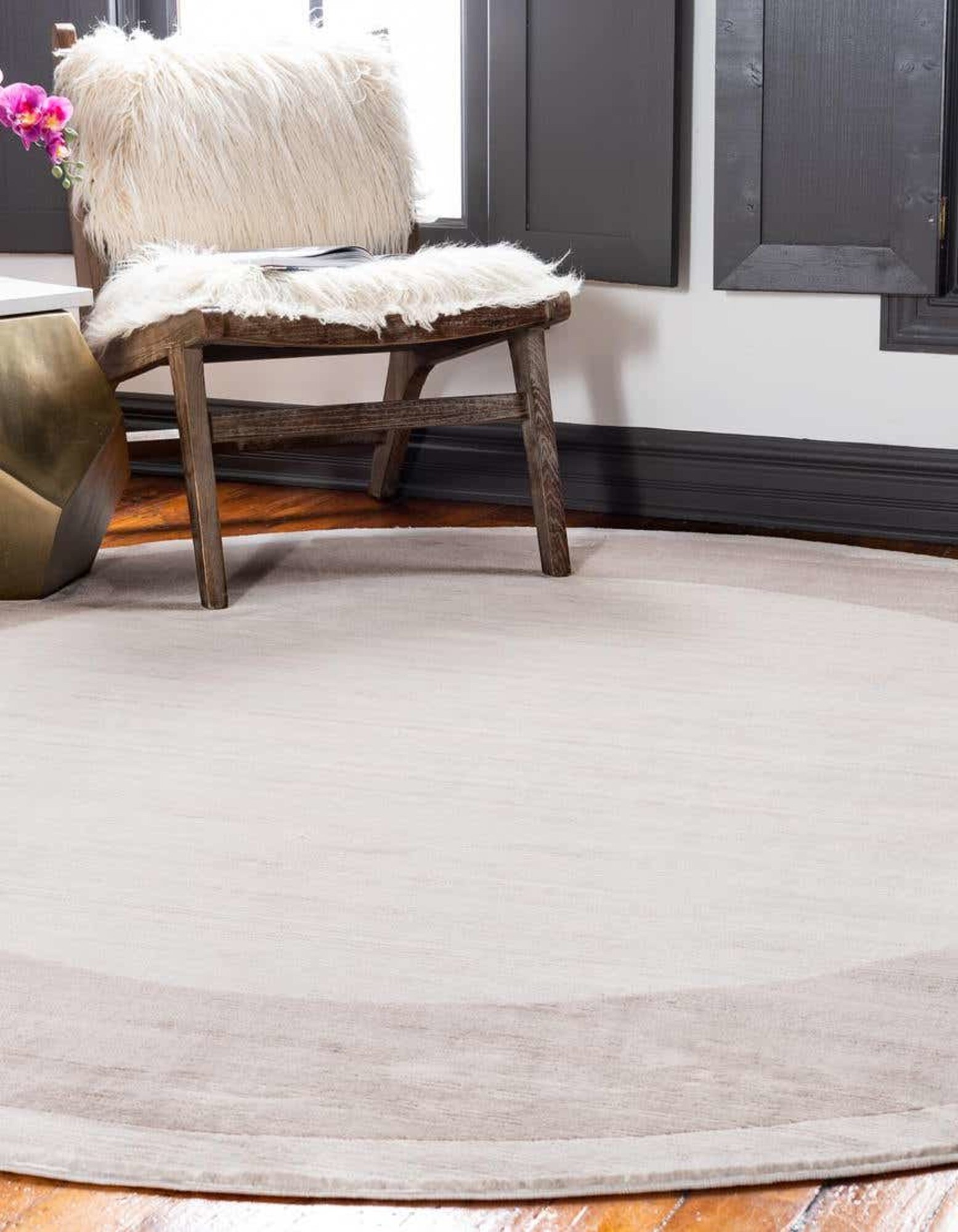 Unique Loom 3186900 Jill Zarin Uptown 3 x 3 (ft) Loomed Polypropylene Beige Round Indoor Coastal Area rug