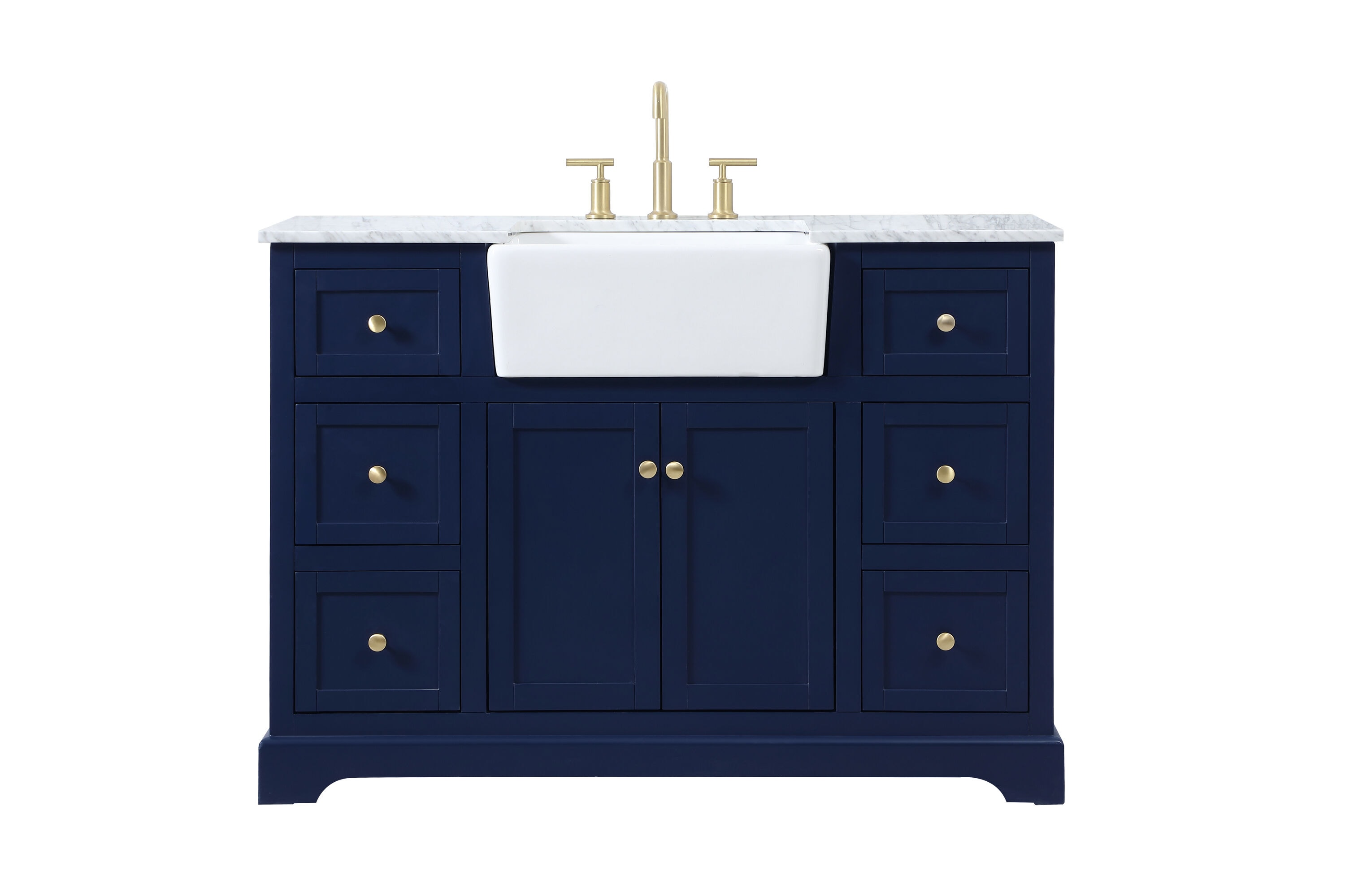 Elegant Decor HF180744BL Home Furnishing 48-in Blue Farmhouse Single sink Bathroom Vanity with Carrara White Marble Top