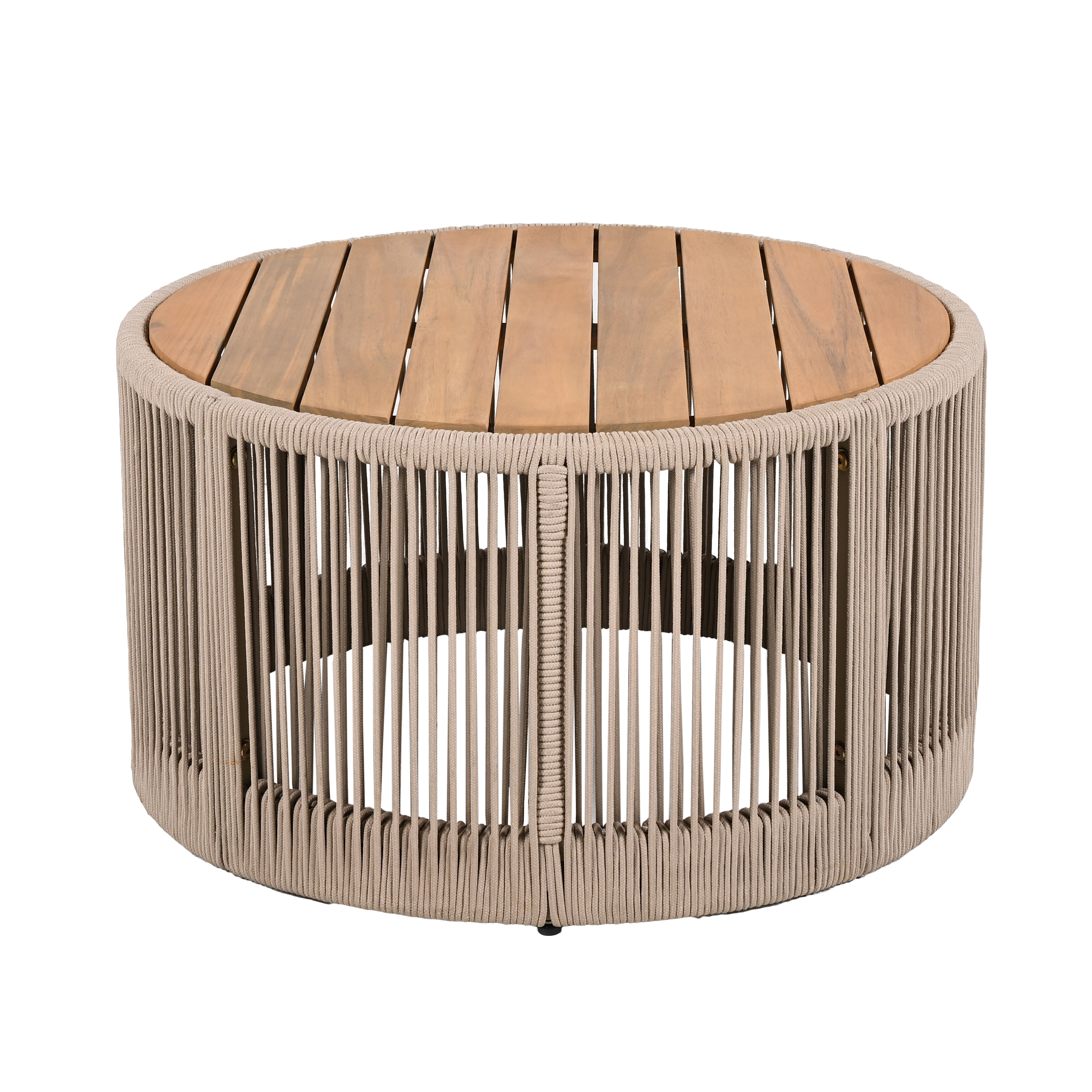 Christopher Knight Home 337671 Valencia Coffee Table Outdoor Rattan Rope and Acacia Wood Patio Balcony Teak and Beige