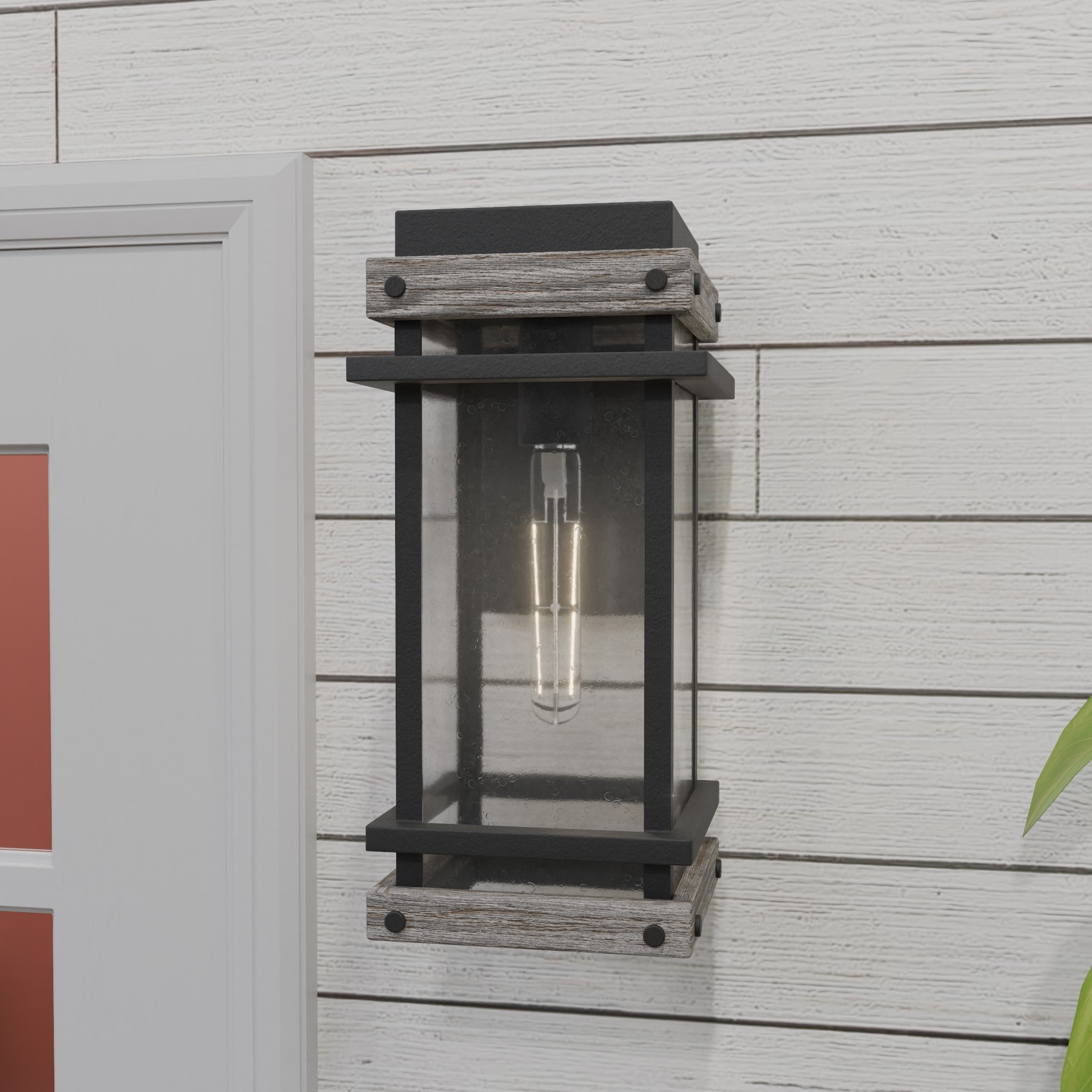 Quoizel SAD8407MBK Strader 1 -Light 15.5-in H Matte Black Hardwired Outdoor Wall Light
