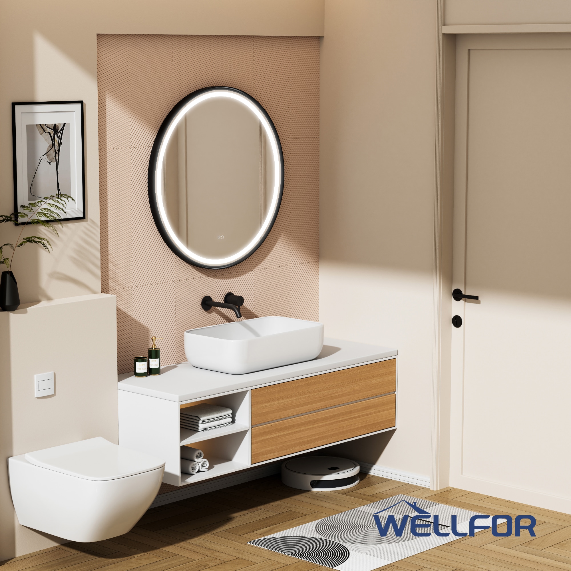 WELLFOR W9FM3232MB Framed-Bath-Mirrors - View #4
