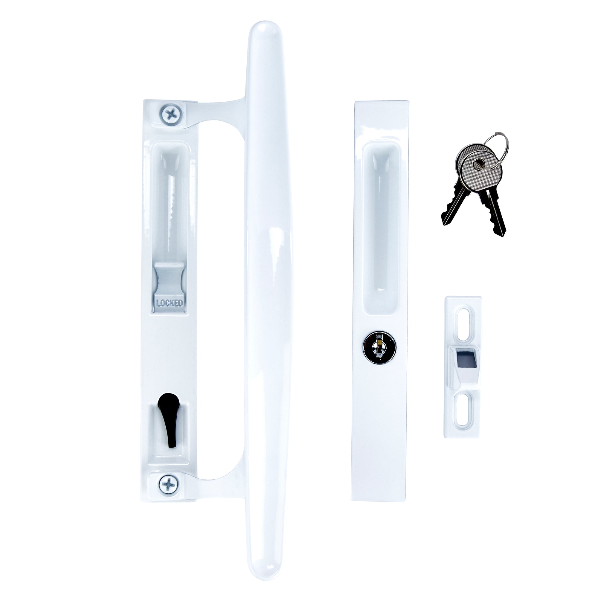 WRIGHT PRODUCTS VK1297WH 6CS KYD FLUSH MNT W/HDL, WHT 6-5/8" C2C Sliding-Patio-Door-Handles - View #2
