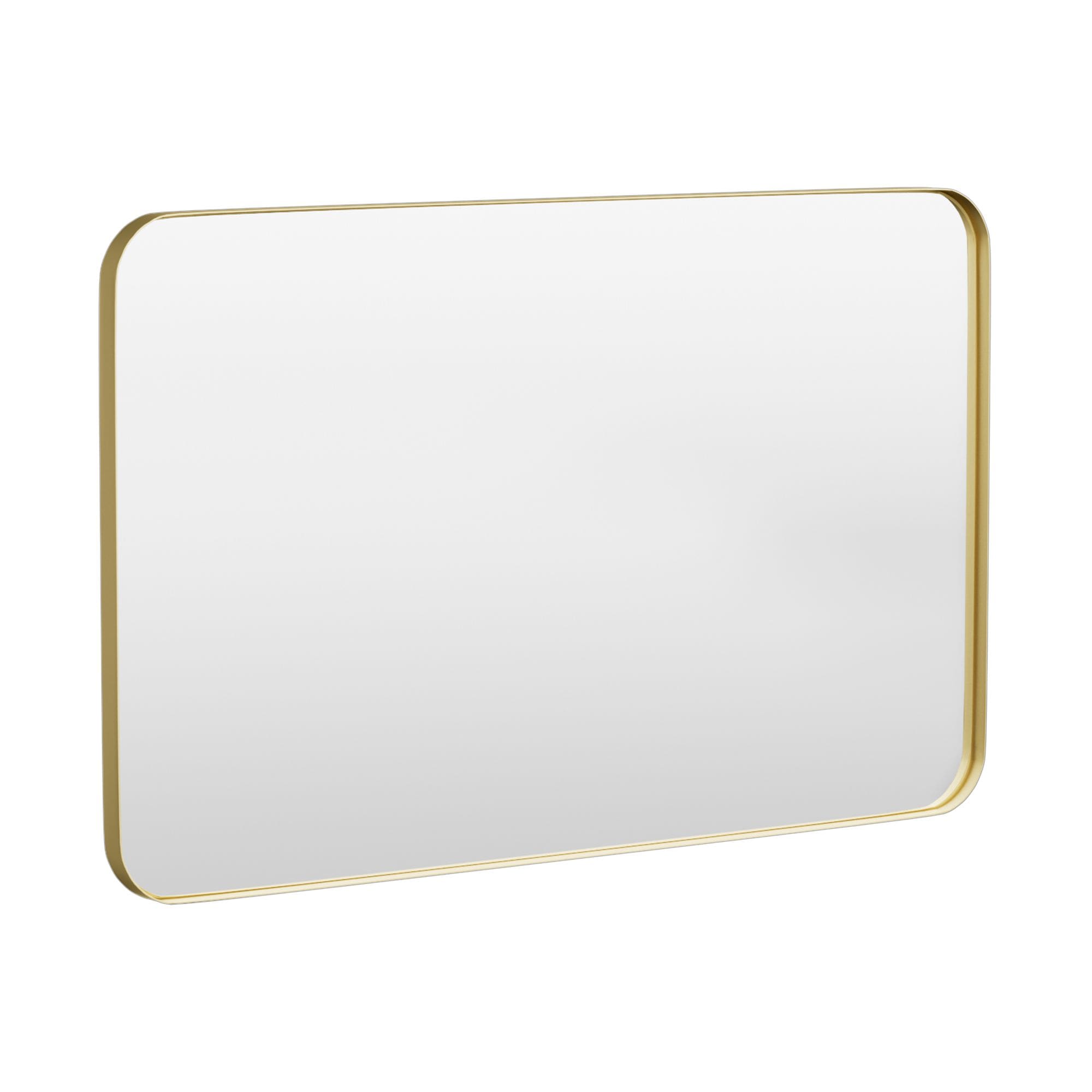 LOVMOR Y-TM4830-G 48 in. W x 30 in. H Tempered Glass Rounded Rectangle Framed Wall-Mounted Bathroom Vanity Mirror in Gold