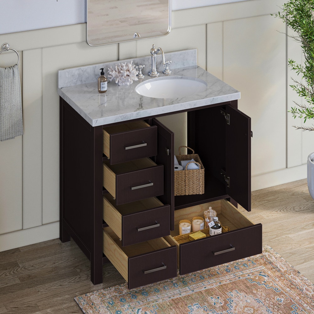 Ariel Cambridge 36-in Espresso Bathroom Vanity Base Cabinet Without Top 