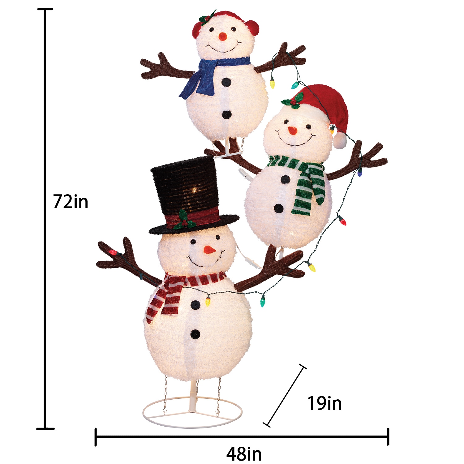Holiday Living 72-in Snowman Free Standing Decoration with Clear  Incandescent Lights in the Outdoor Christmas Decorations department at 