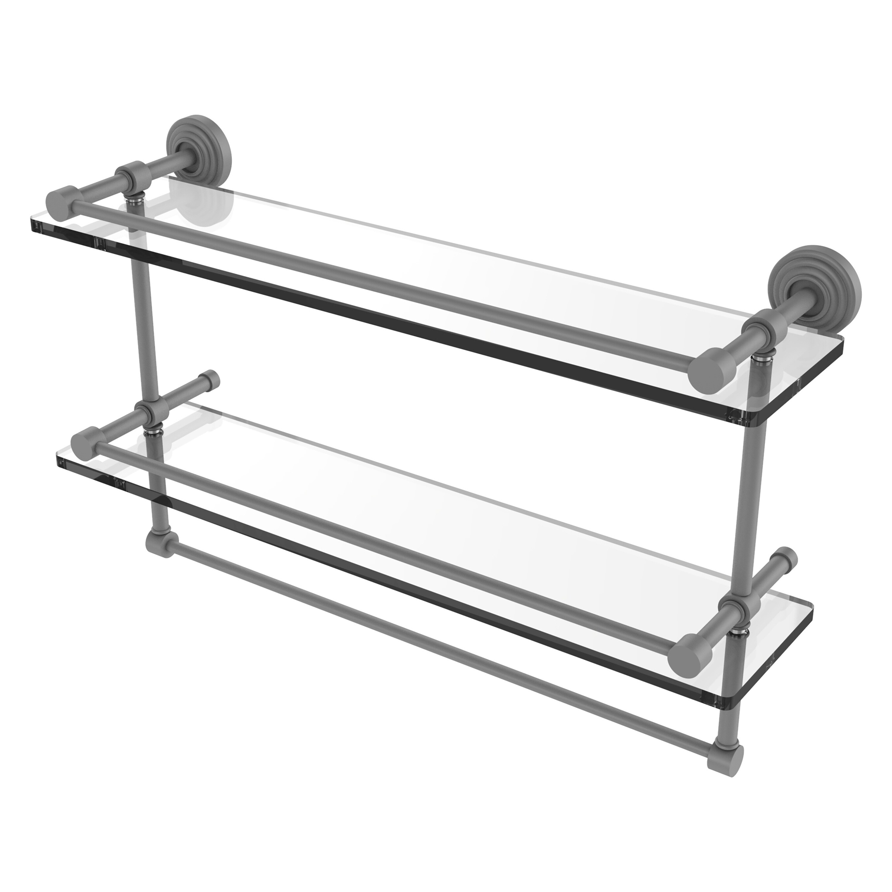 Allied Brass WP-2TB/22-GAL-GYM Waverly Place Matte Gray 2 -Tier Wall mount Bathroom Shelf ( 22-in x 12-in x 5-in )