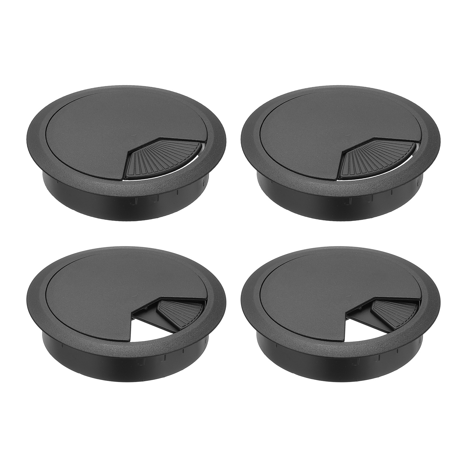 PATIKIL 3.1 Inch/80mm Desk Grommet 4pcs Cable Grommet Wire Management Cable Hole Cover Cord Organizer for Office Home Table Countertop Black