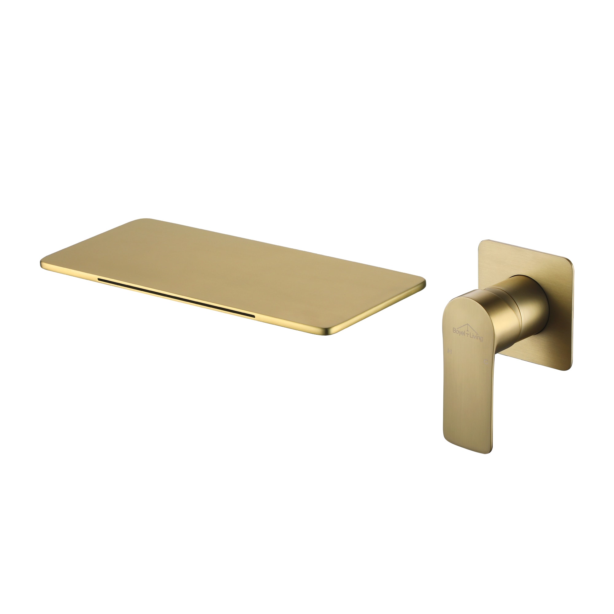 Clihome CSMD-BF24-15BG Brushed gold Wall-mount 1-handle Waterfall Commercial/Residential Handle Bathroom Sink Faucet