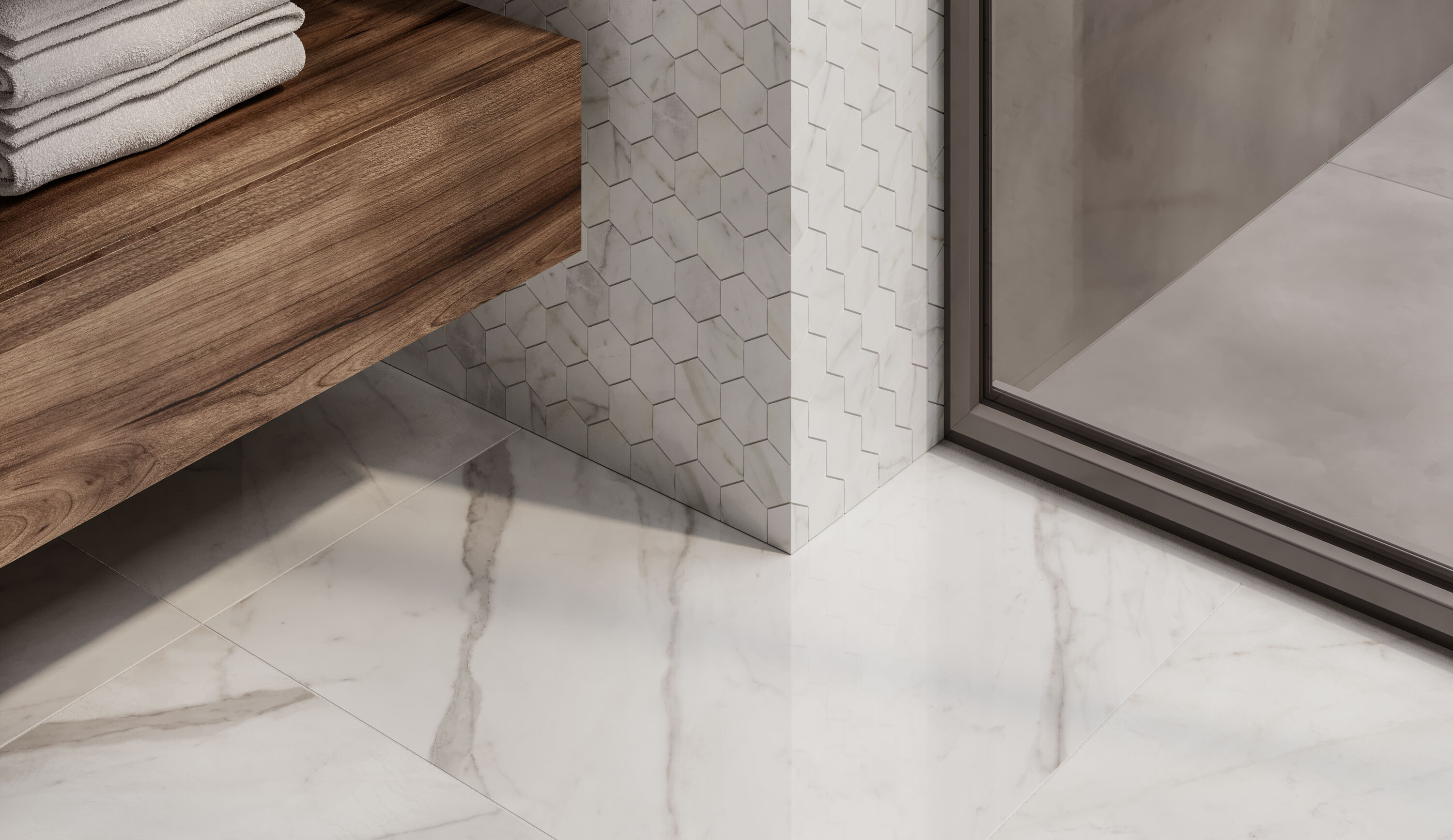 Satori Carrara Domani 24-in x 24-in Polished Porcelain Marble Look Floor and Wall Tile (3.87-sq. ft/ Piece)