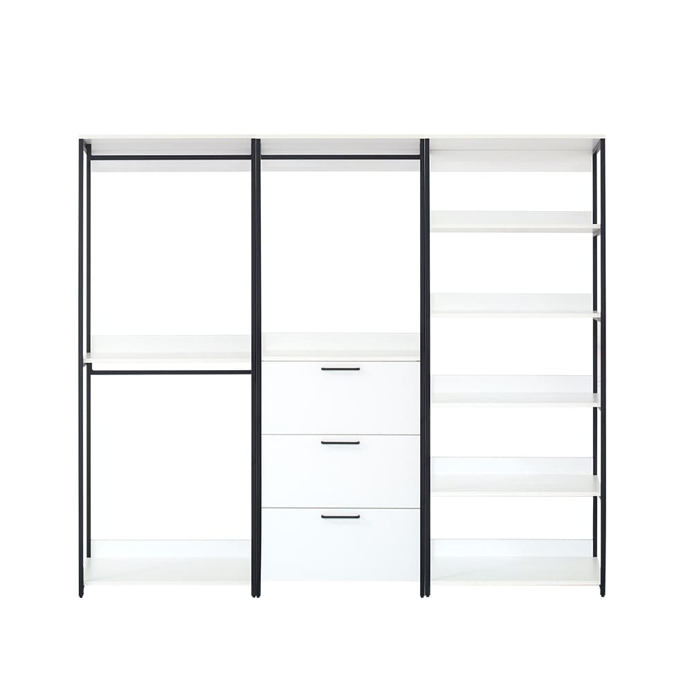 Klair Living FIONA-ACD Fiona 7.83-Feet to 7.83-Feet W x 6.47-Feet H White Solid Shelving Wood Closet System