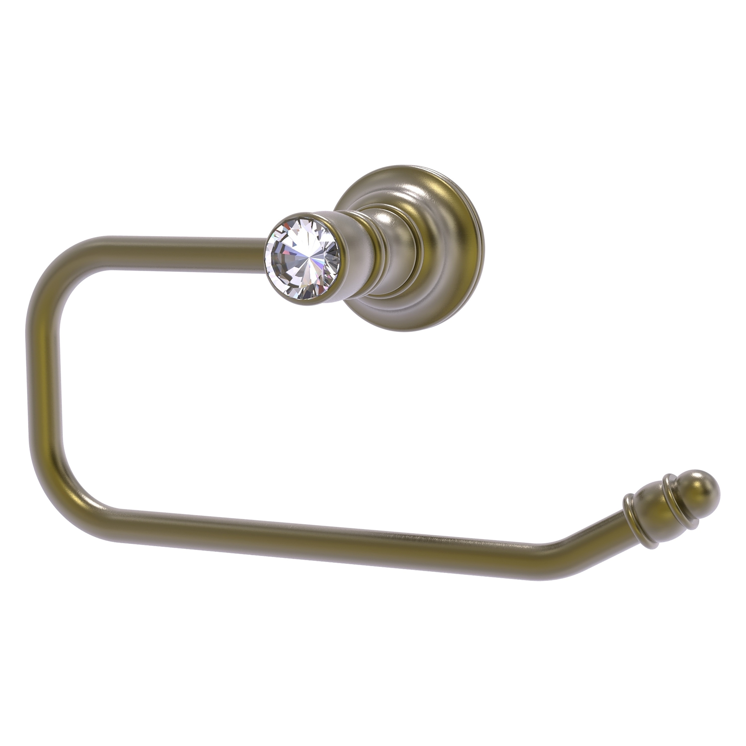 Allied Brass CC-24E-ABR Carolina Crystal Antique Brass Wall mount Single post Toilet Paper Holder 1 -Rolls