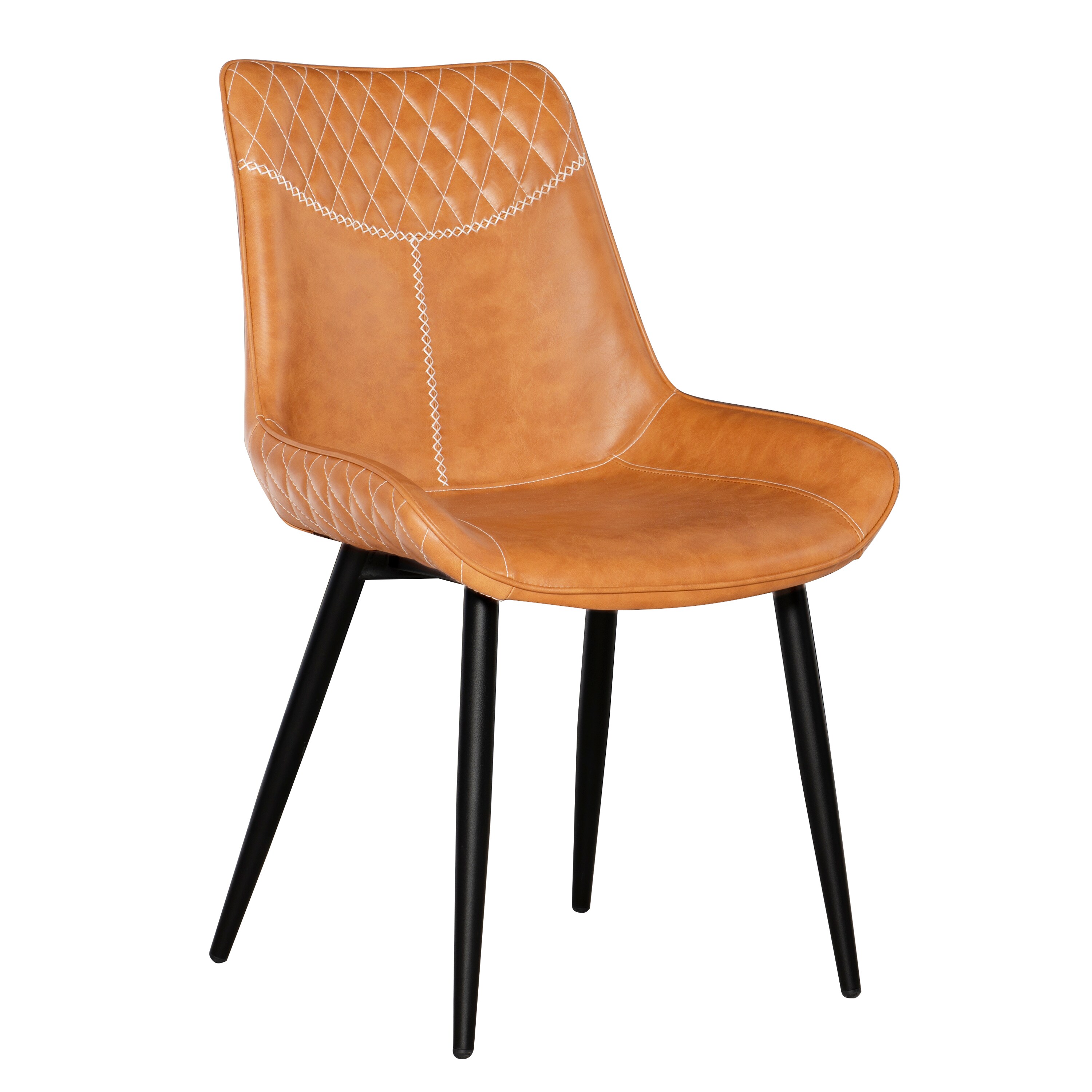 Linon CH113BRN02U Edler Contemporary/Modern Faux Leather Upholstered Side Chair (Metal Frame)
