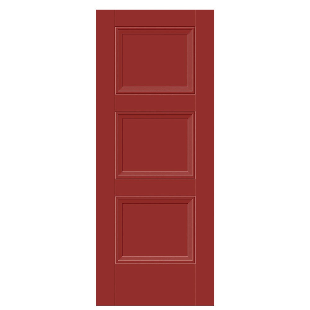 Masonite 1573270 Livingston 32-in x 80-in Barn Red 3-panel square Smooth Solid core Prefinished Molded composite Slab Door