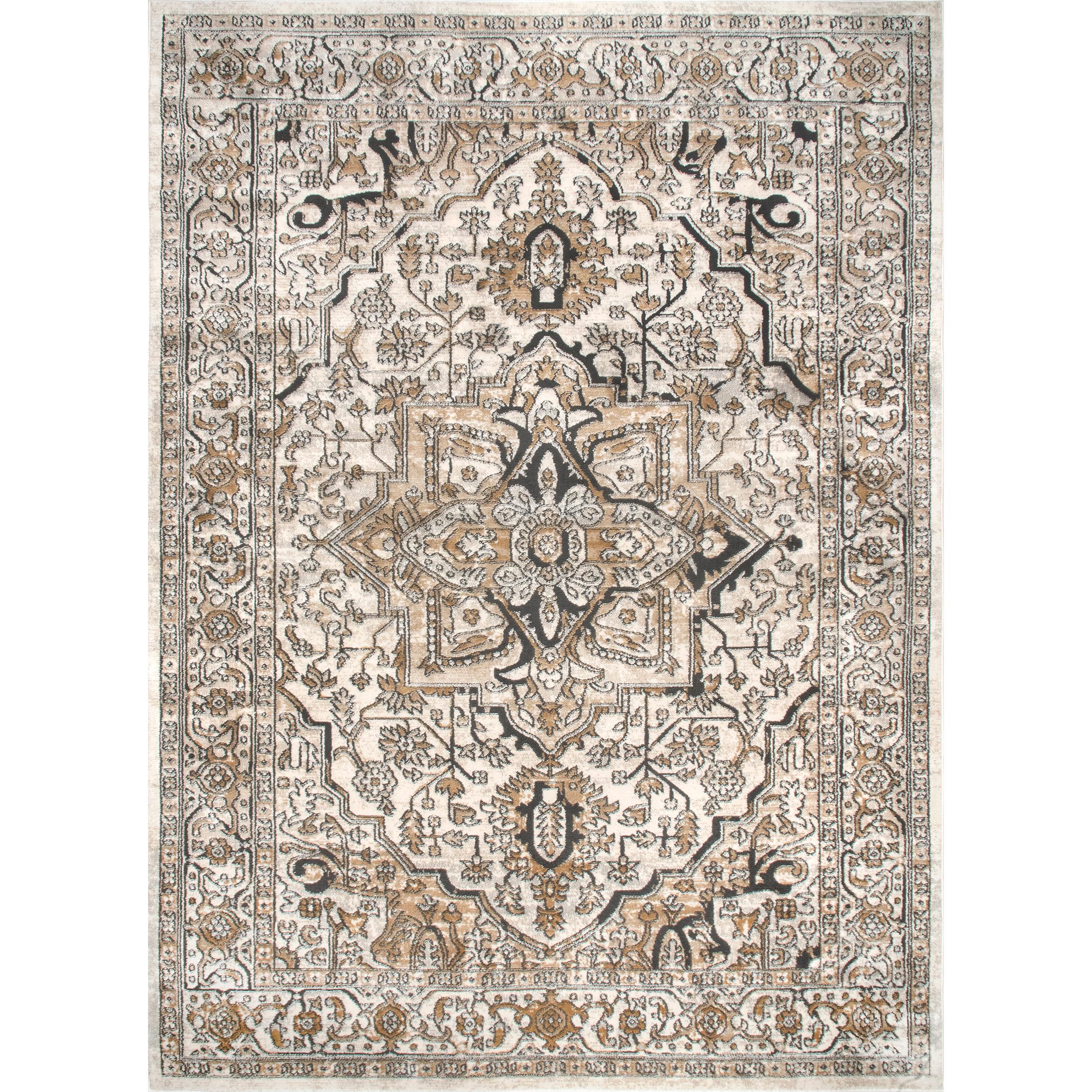 nuLOOM RZUM03B-2808 Spectrum II 2 x 8 (ft) Loomed Polypropylene Beige Rectangular Indoor Medallion Runner rug